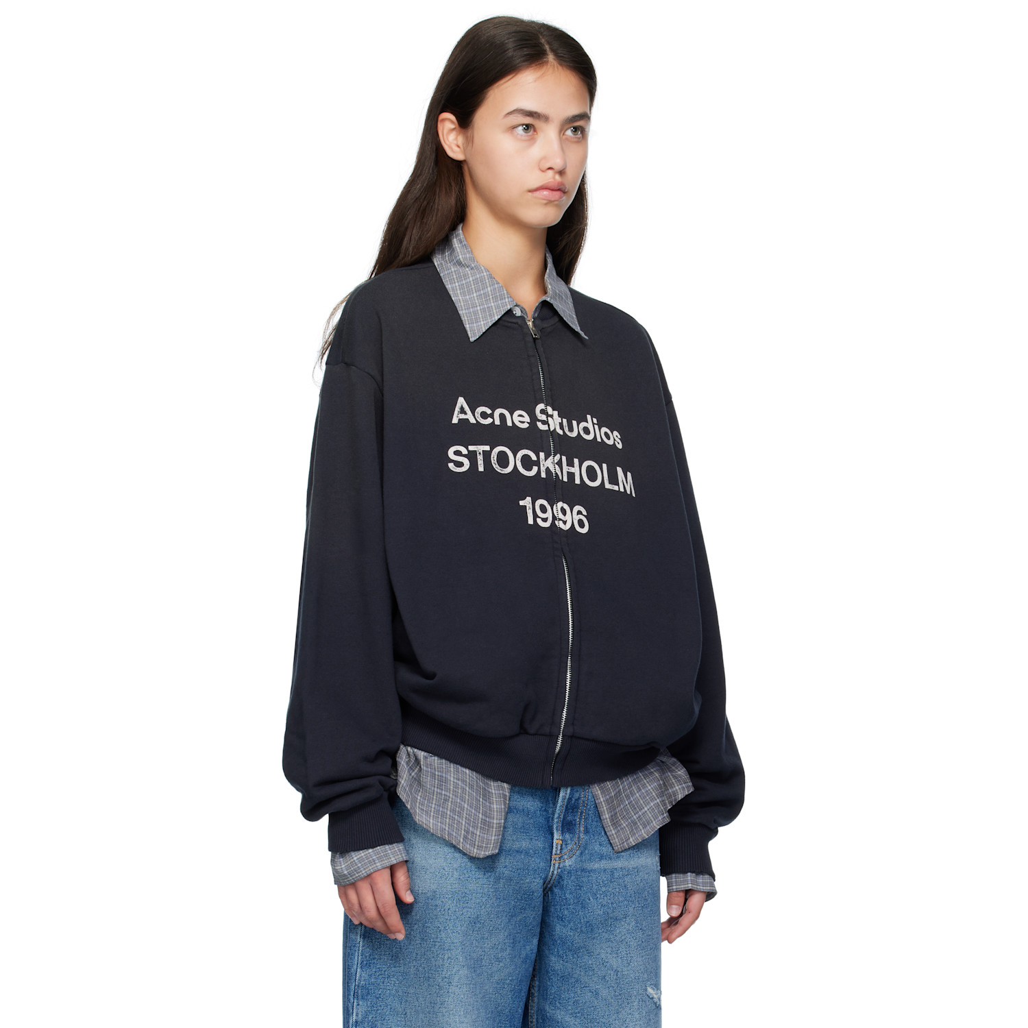  Acne Studios Black Logo Zip Sweater 