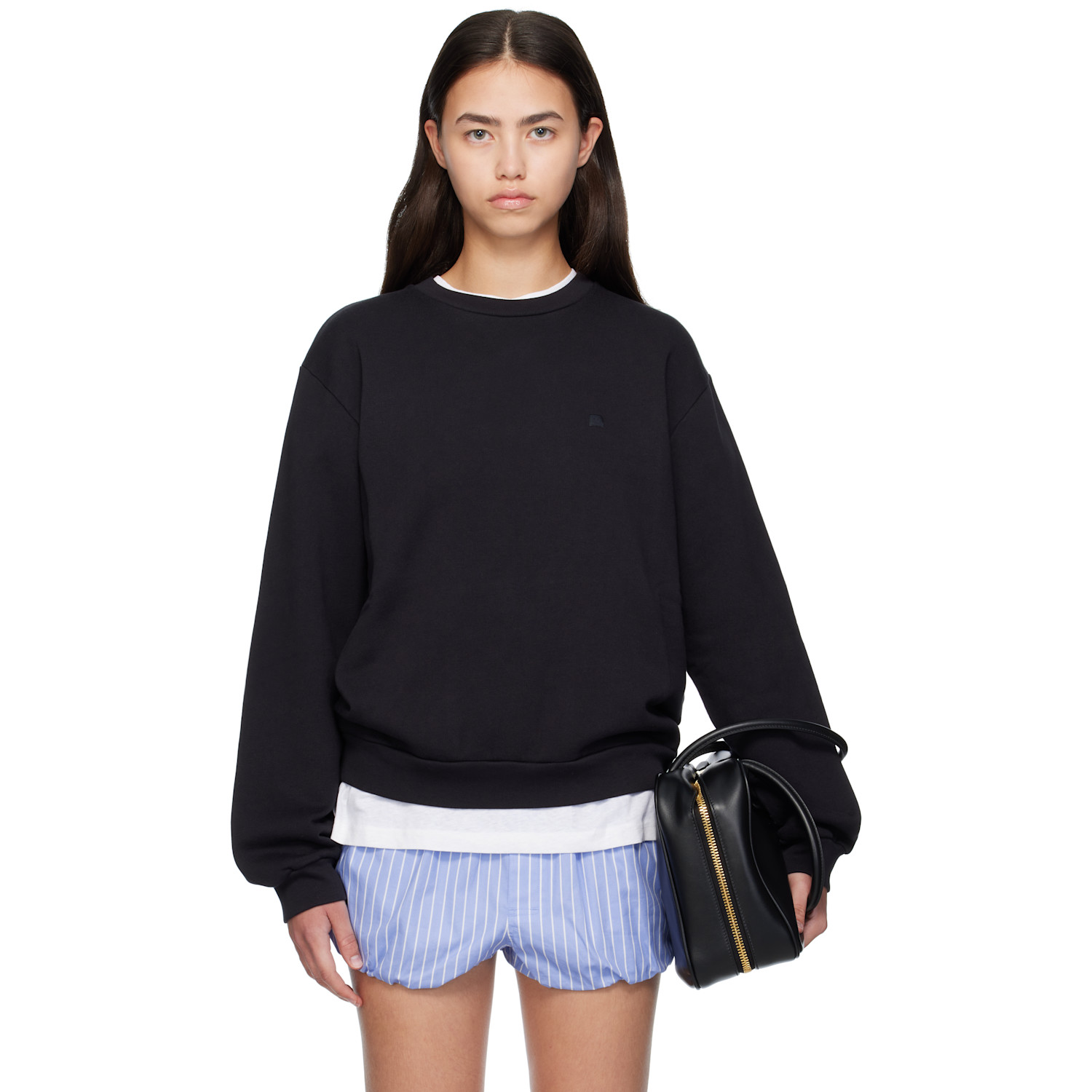 Acne Studios Black Crew Neck Fleece Sweatshirt