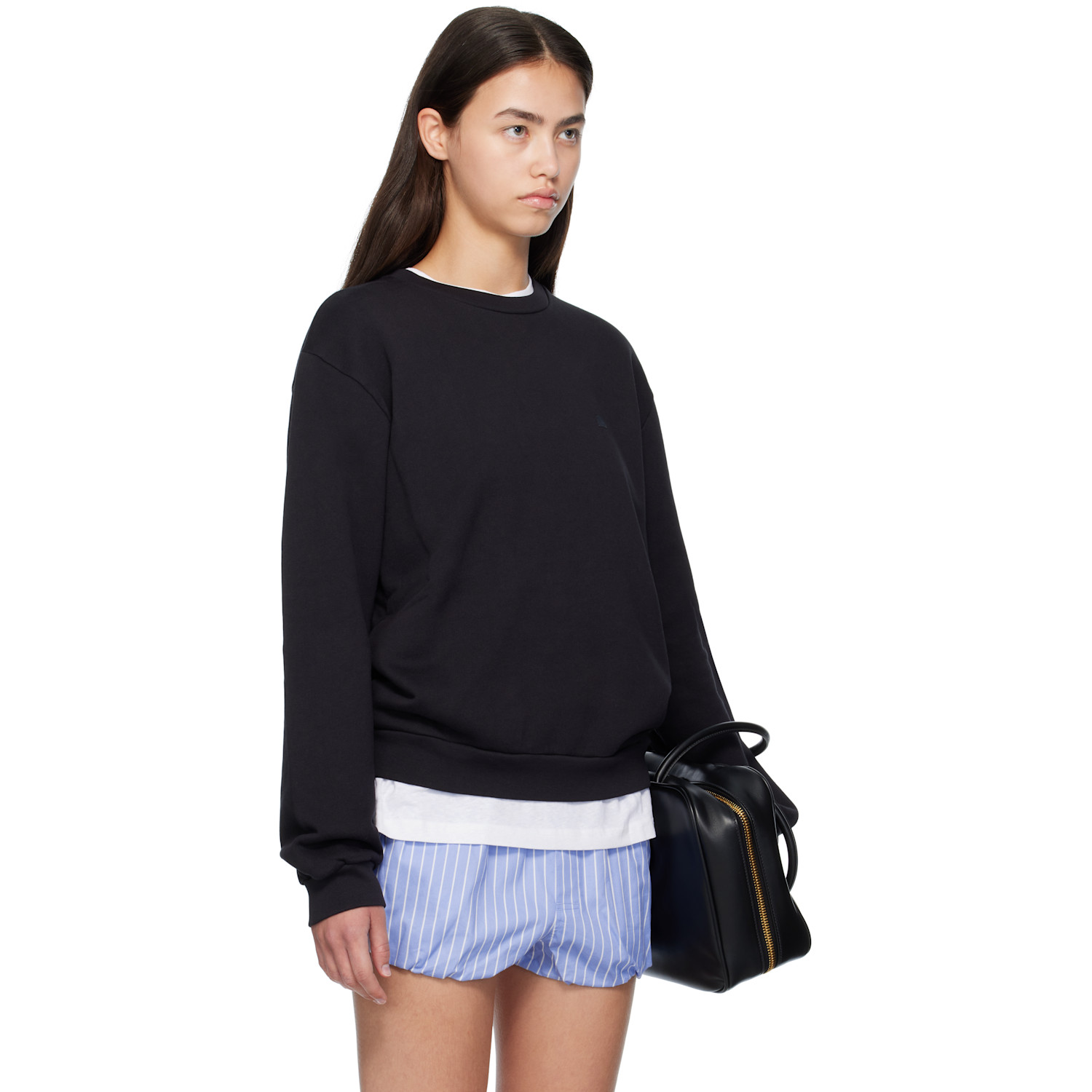  Acne Studios Black Crew Neck Fleece Sweatshirt 