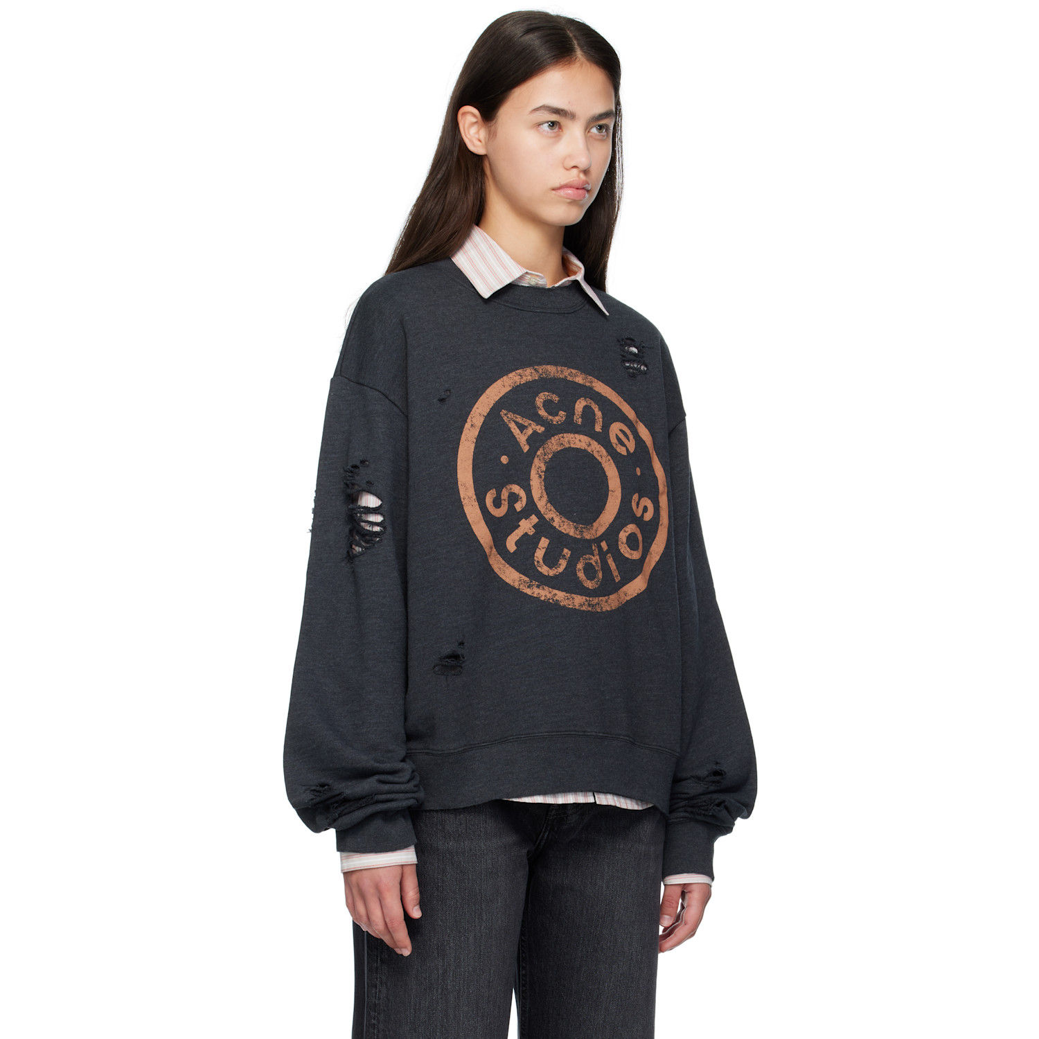  Acne Studios Black Printed Logo Sweatshirt 