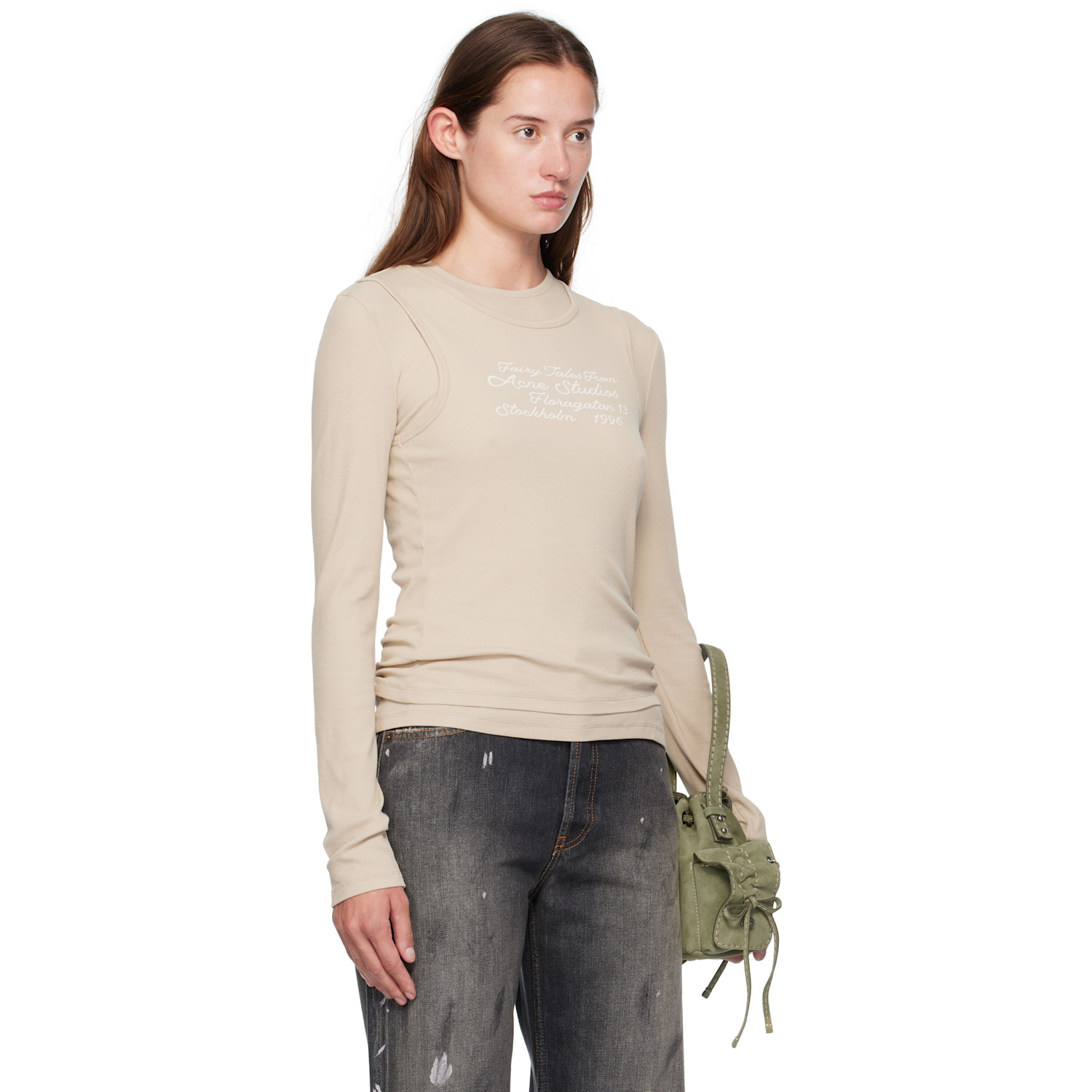  Acne Studios Beige Layered Long-sleeve T-shirt 