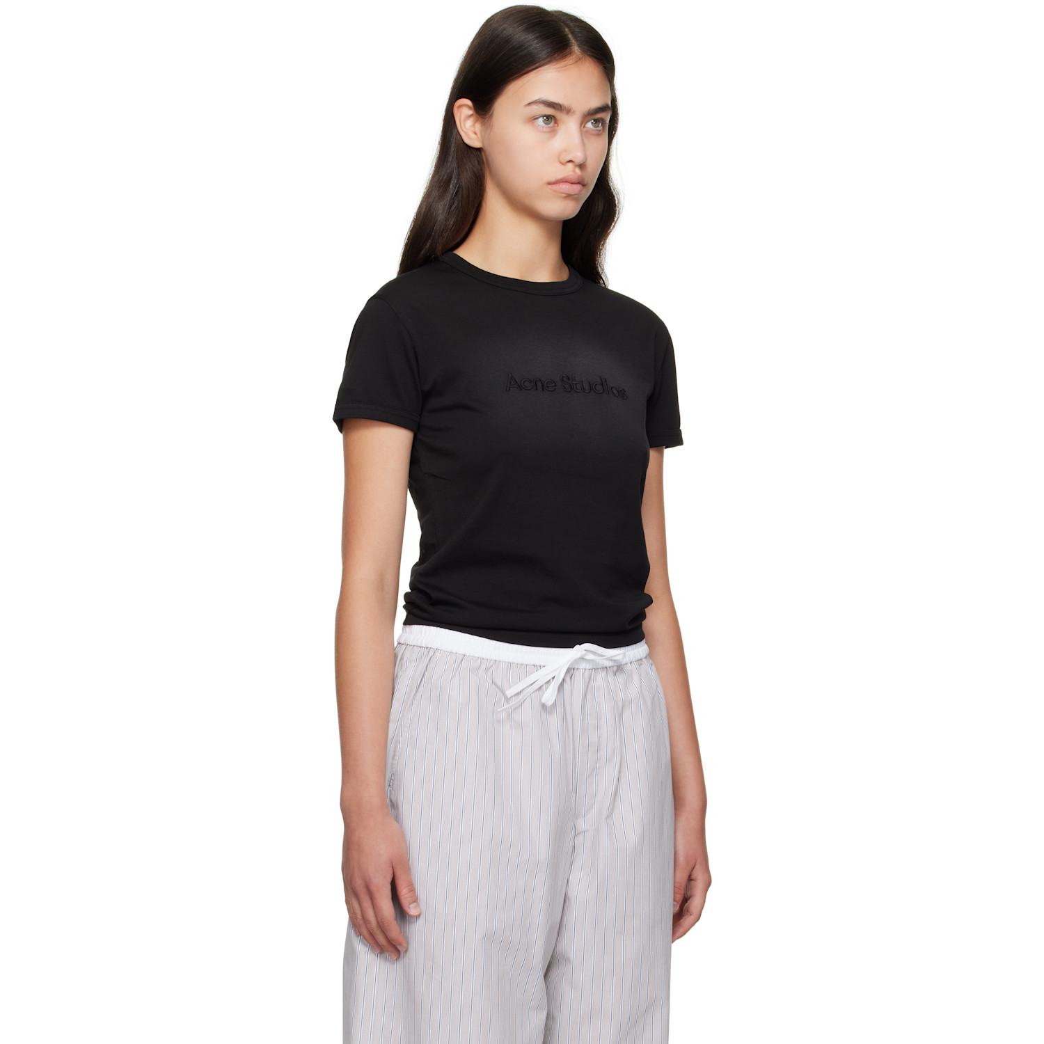  Acne Studios Black Fitted Fit Logo T-shirt 