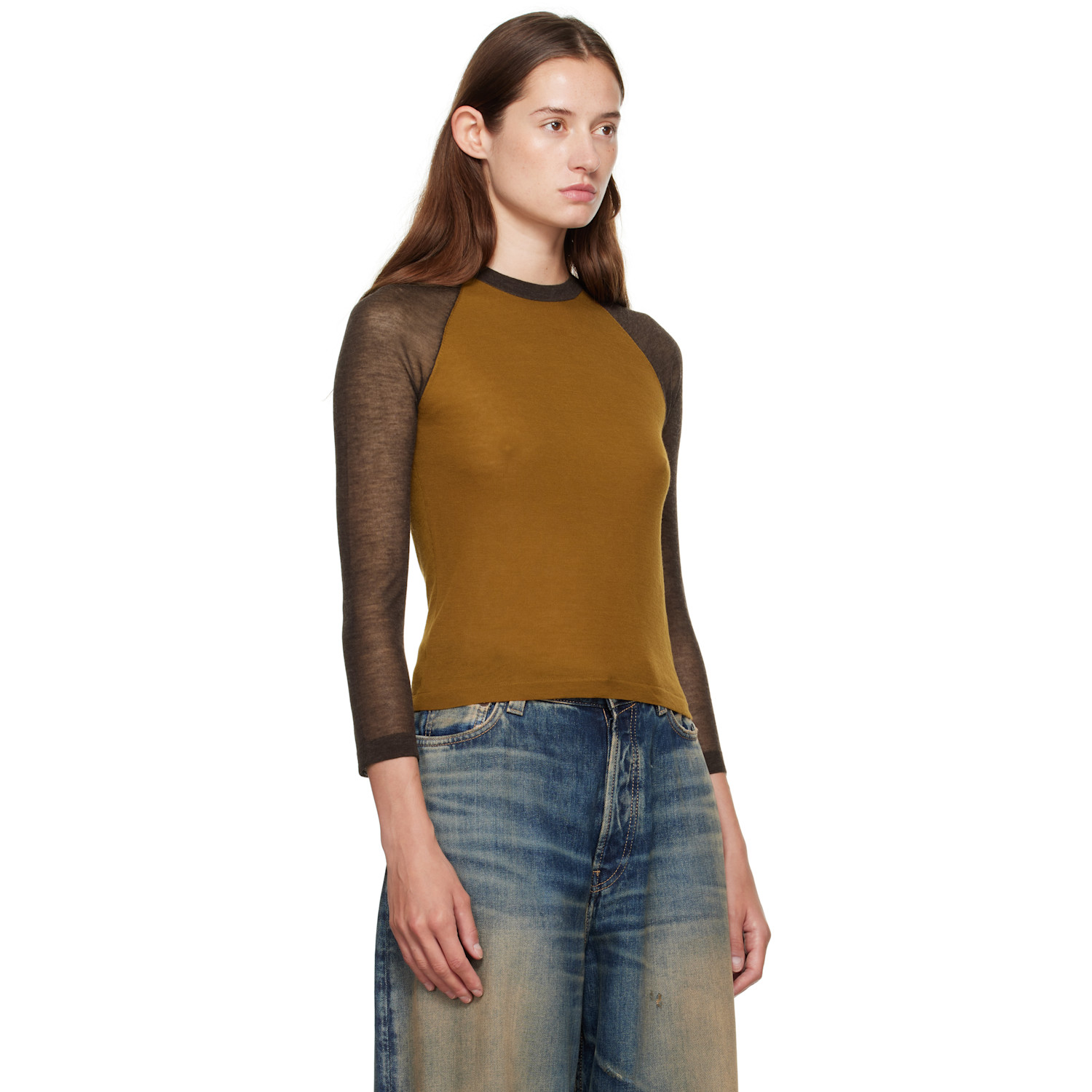  Acne Studios Brown Semi-sheer T-shirt 