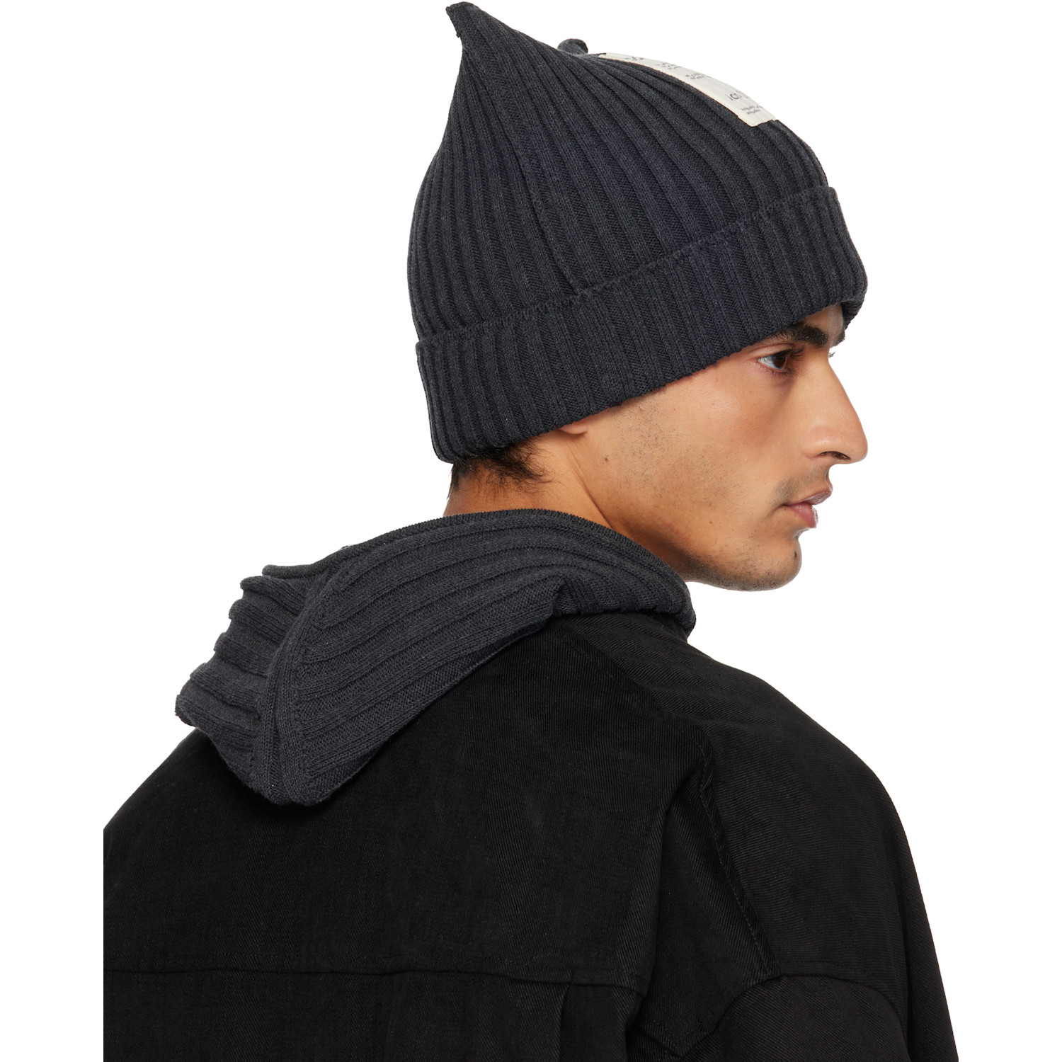  Acne Studios Gray Ribbed Square Beanie 