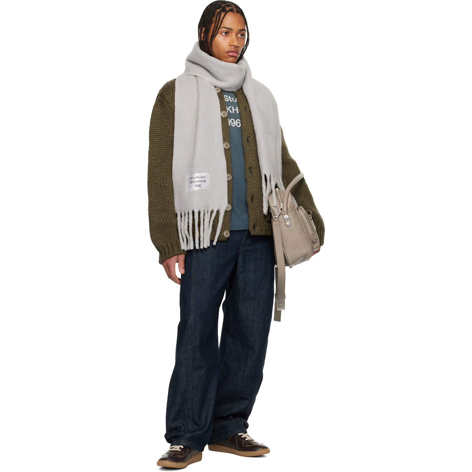  Acne Studios Gray Bicolor Alpaca Scarf 