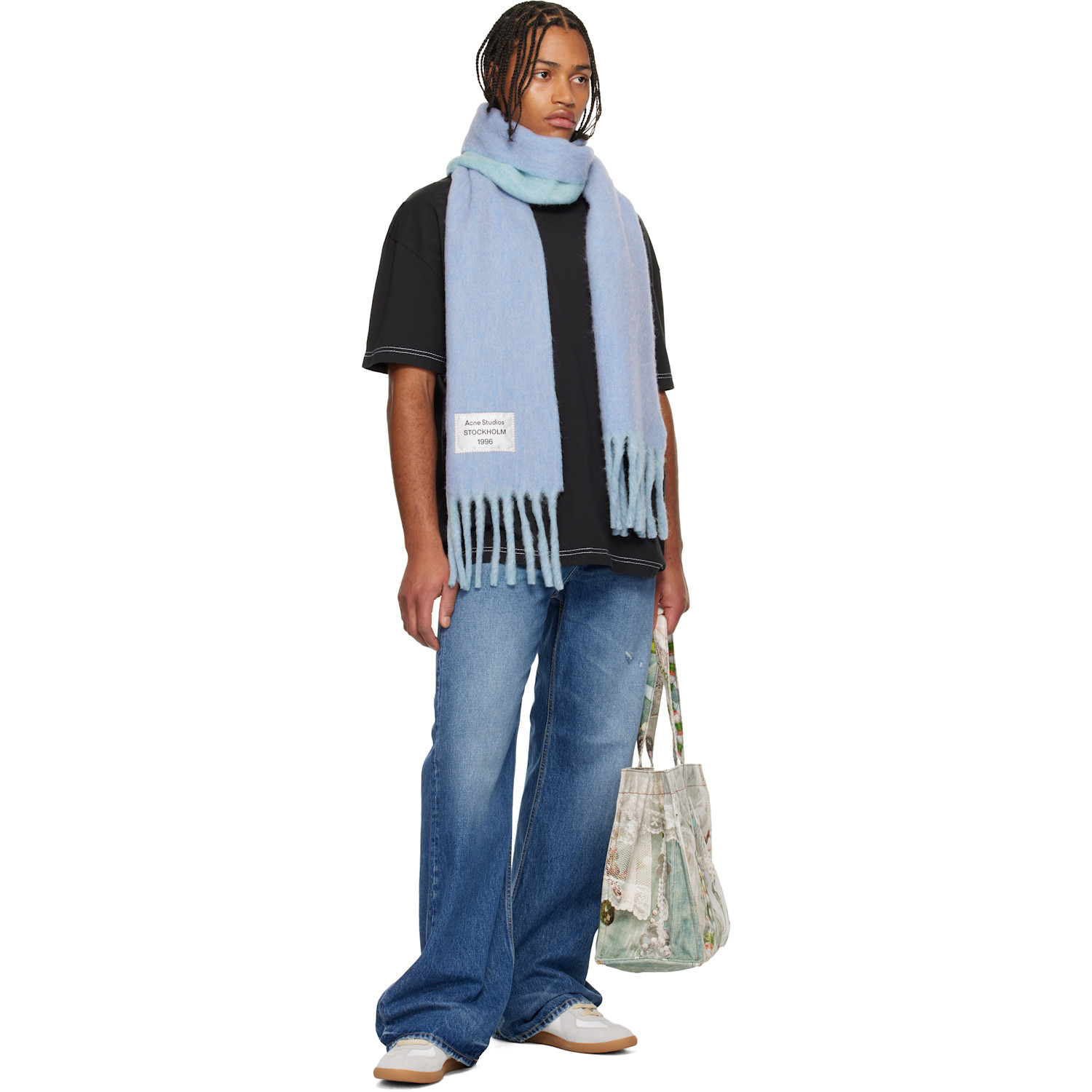  Acne Studios Blue Bicolor Alpaca Scarf 
