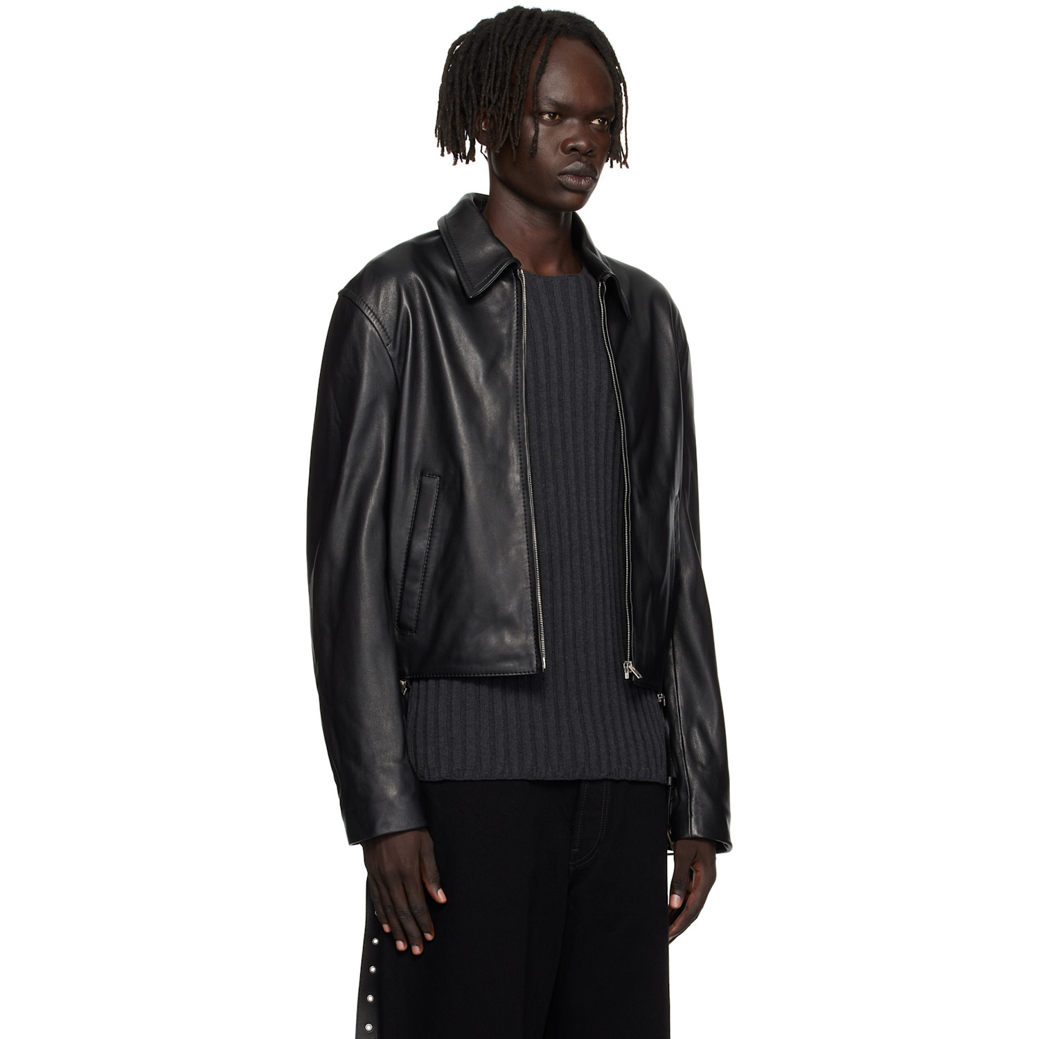  Acne Studios Black Belted Leather Jacket 