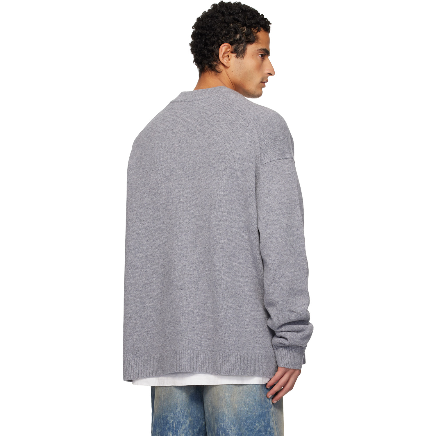 Acne Studios Gray Wool V-neck Cardigan 