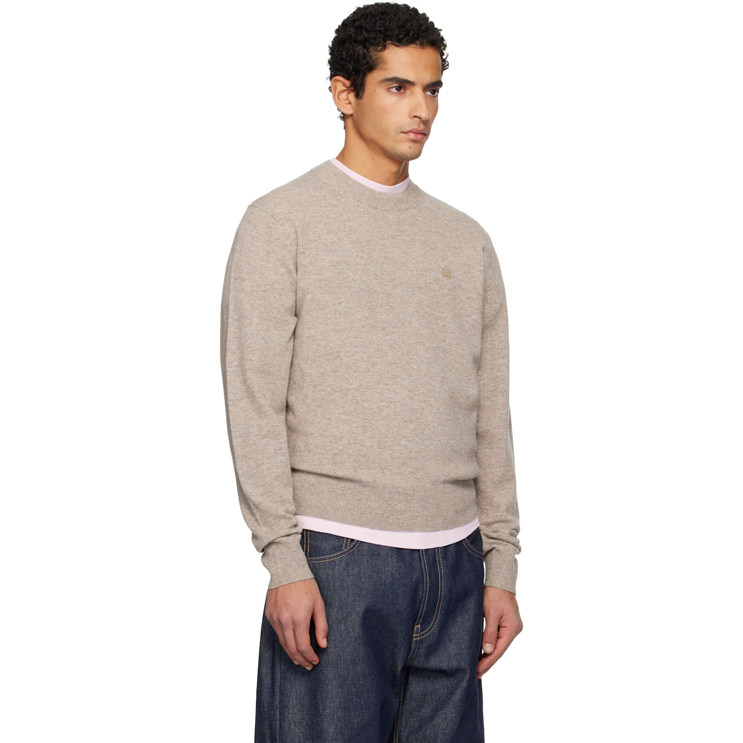  Acne Studios Beige Crewneck Yak Wool Sweater 