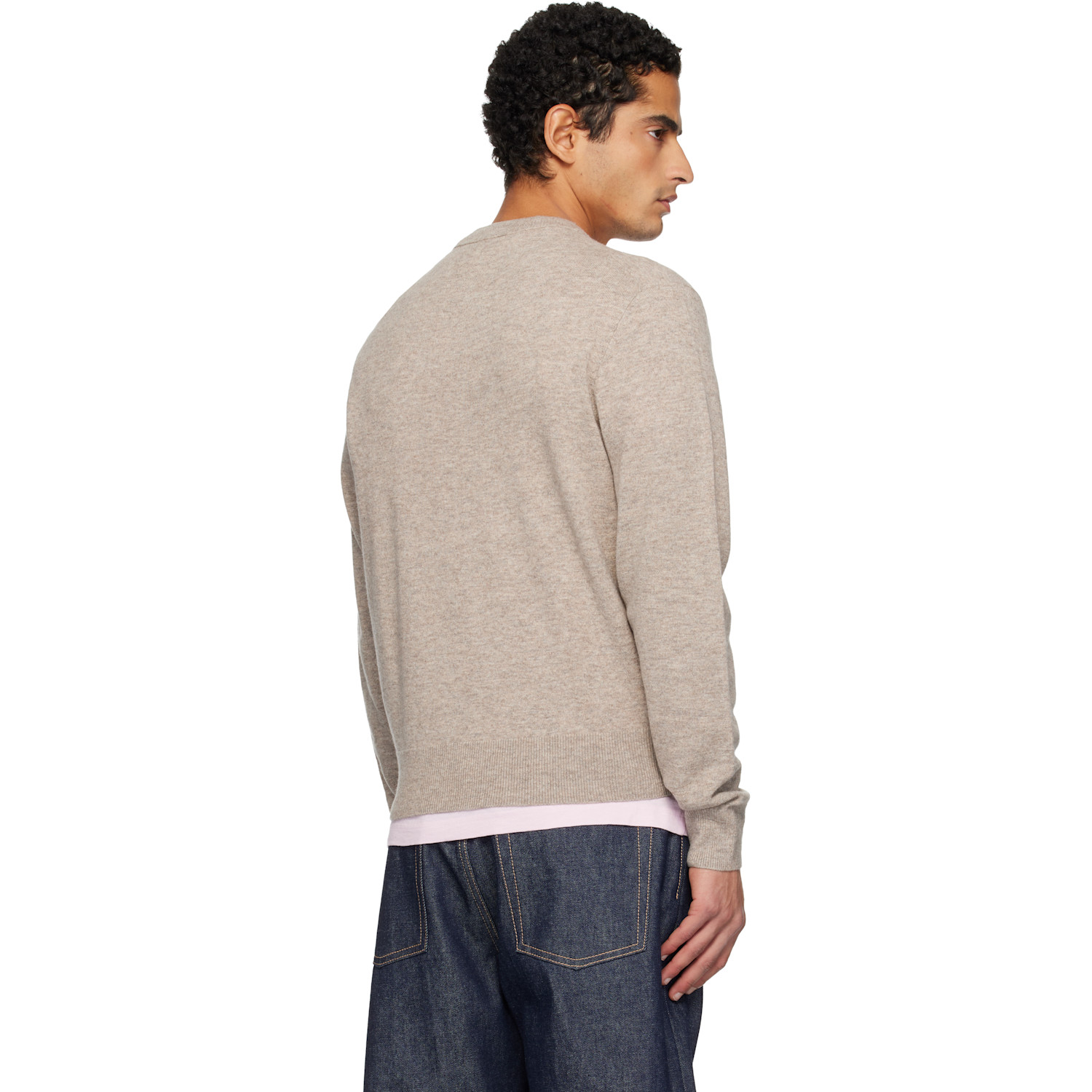  Acne Studios Beige Crewneck Yak Wool Sweater 