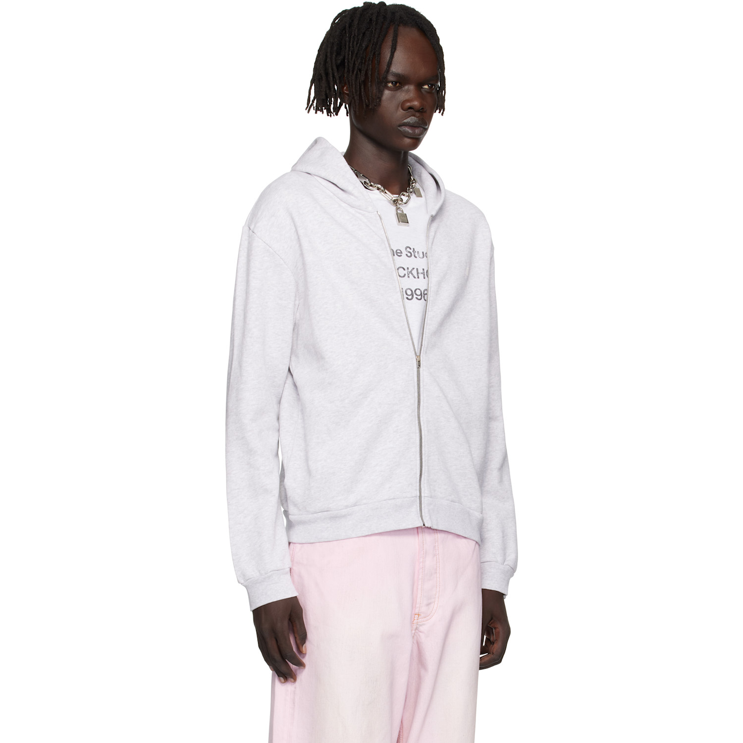  Acne Studios Gray Zipper Hoodie 