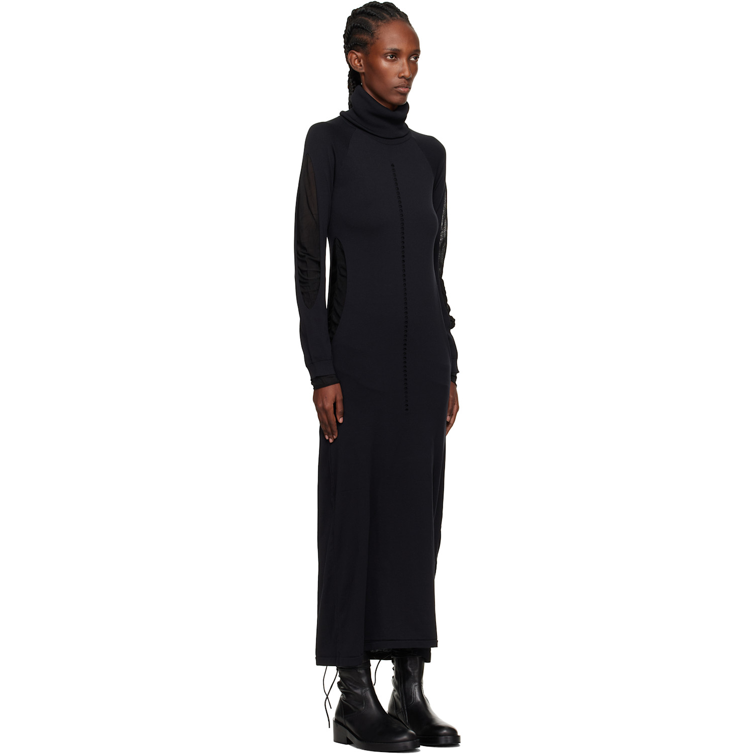  Y-3 Black 'y-3 Hooded Knit' Maxi Dress 