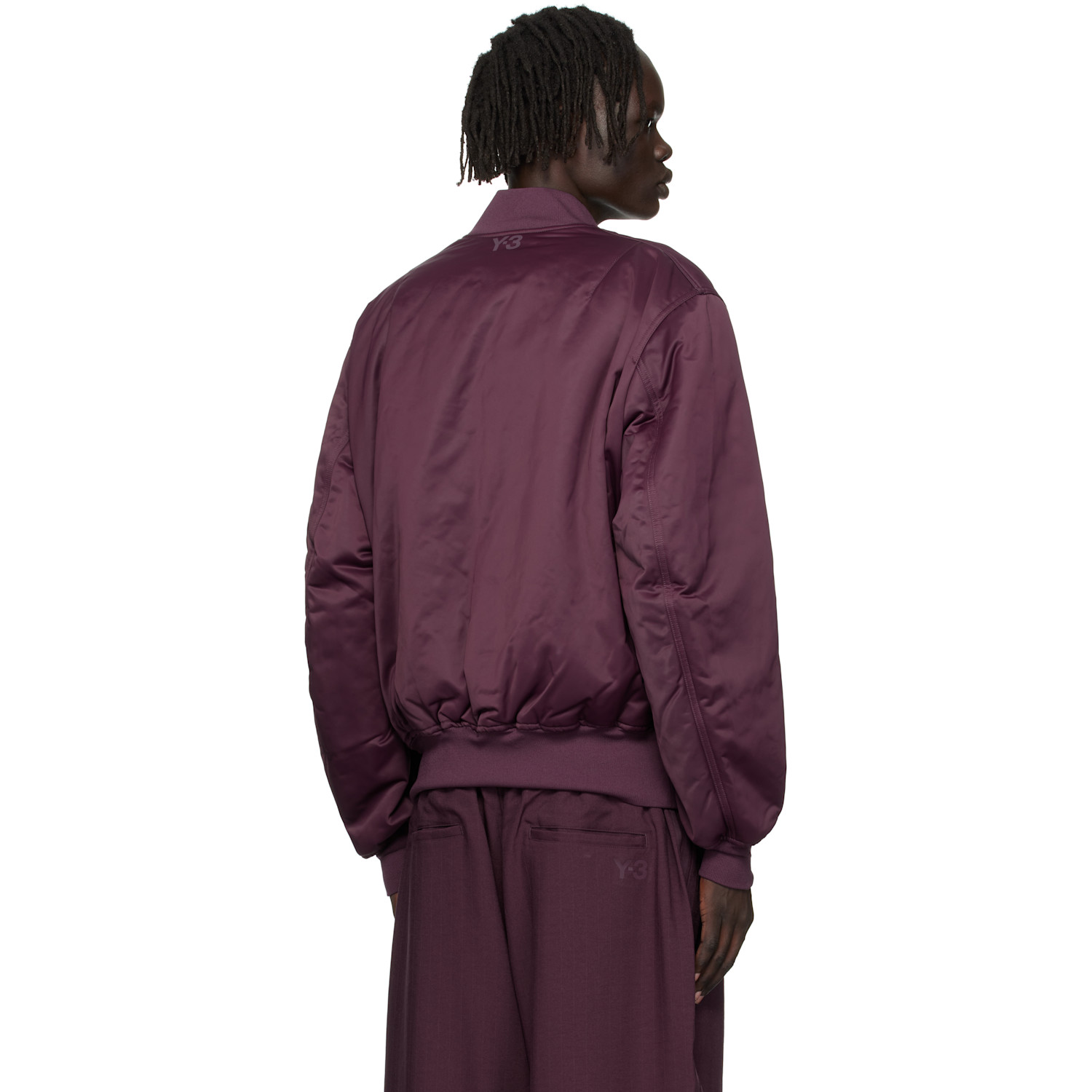  Y-3 Burgundy Insulated Bomber Jacket 