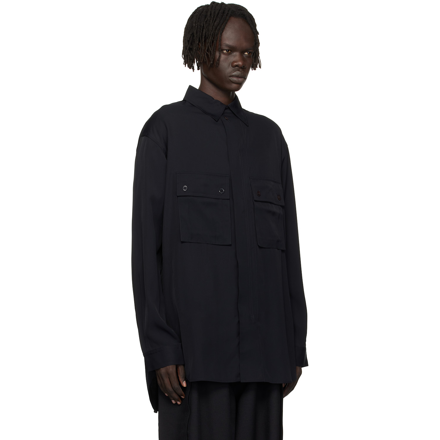  Y-3 Black Rayon Twill Shirt 