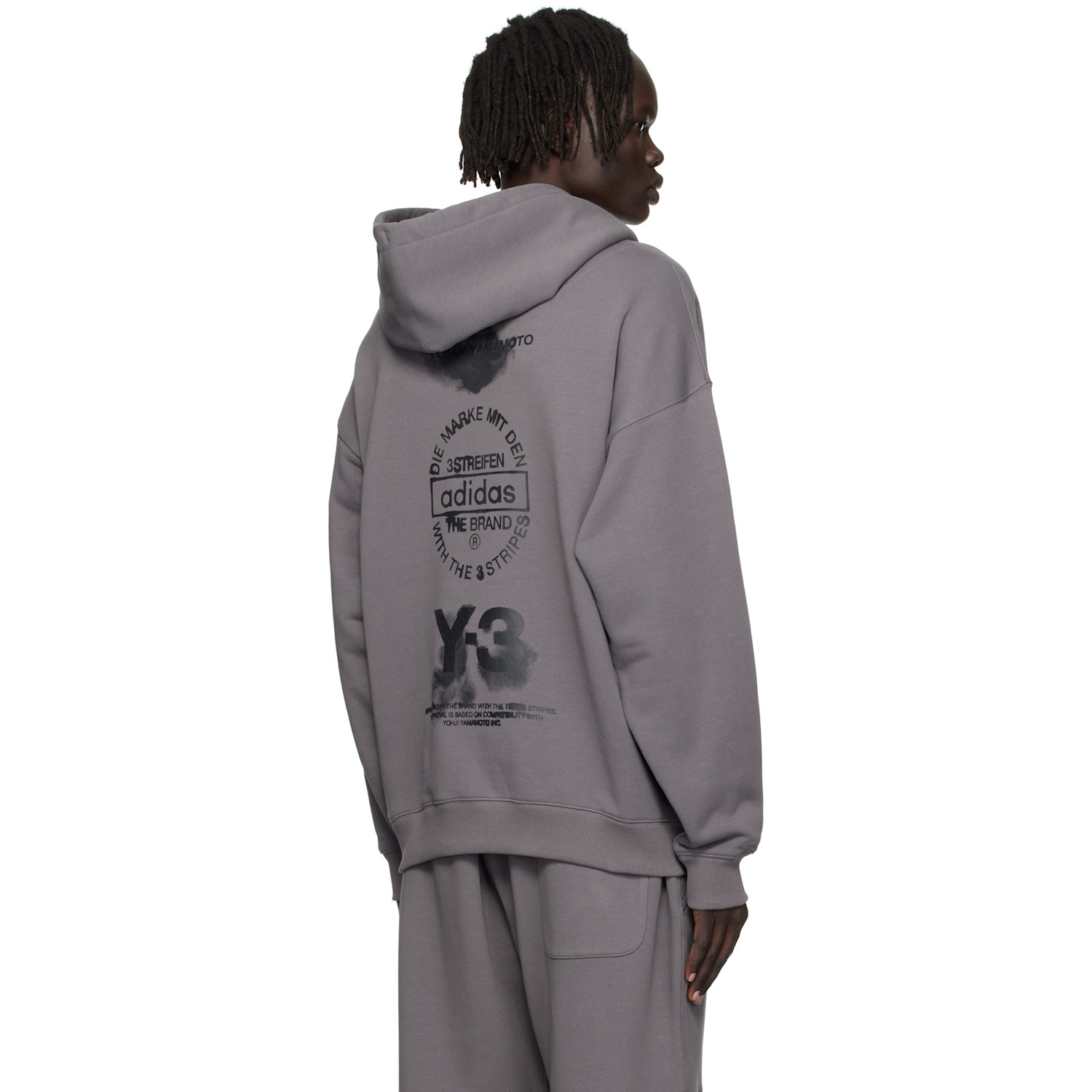  Y-3 Gray Graphic Hoodie 