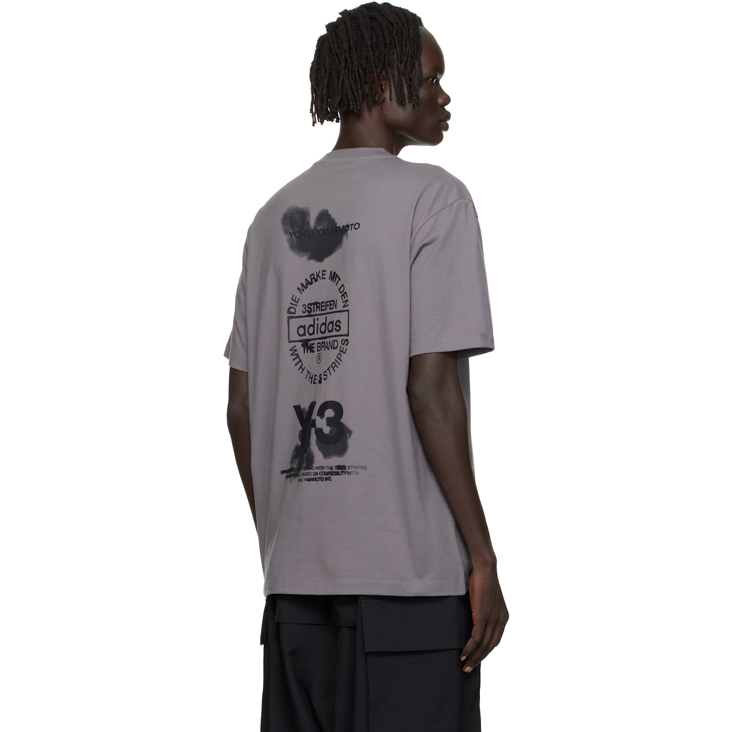  Y-3 Gray Graphic Short Sleeve T-shirt 