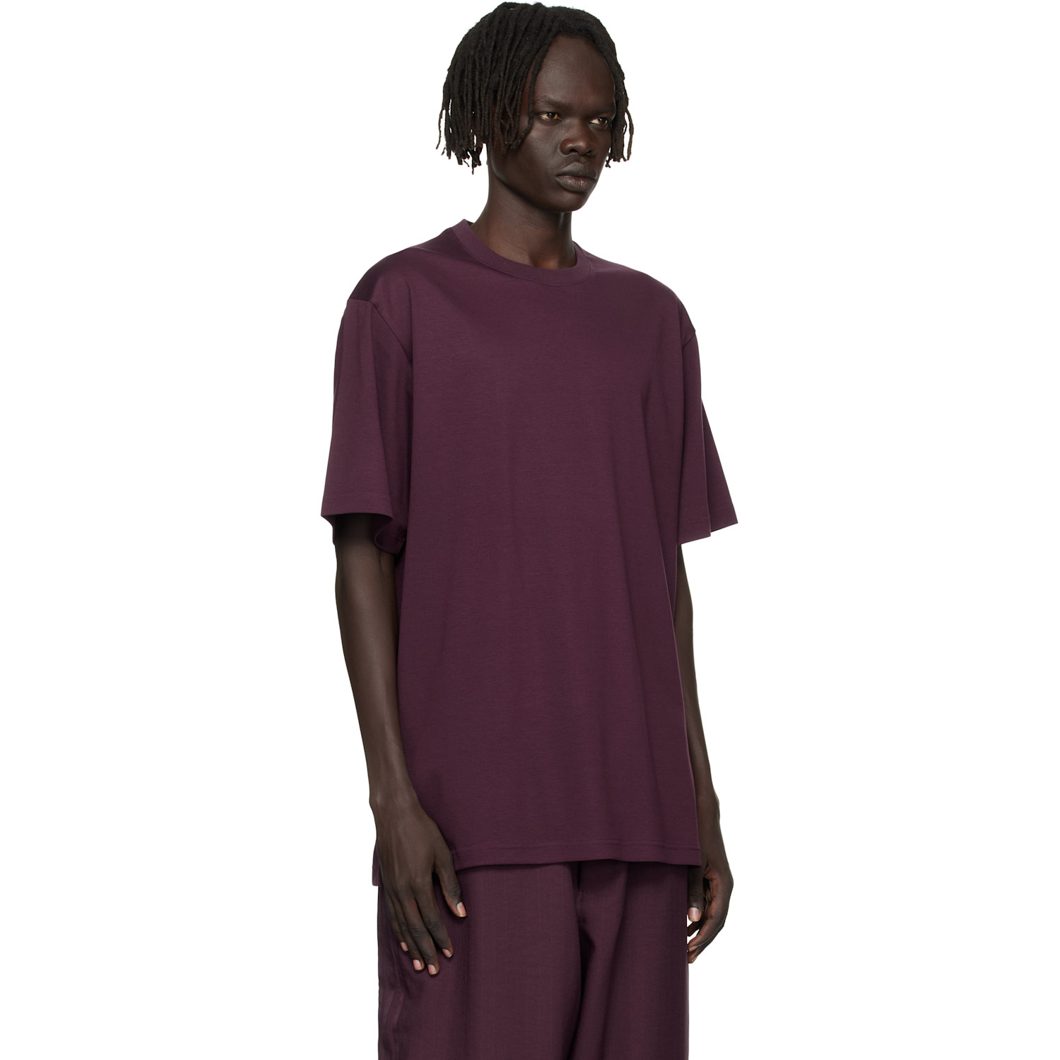  Y-3 Burgundy Premium Short Sleeve T-shirt 