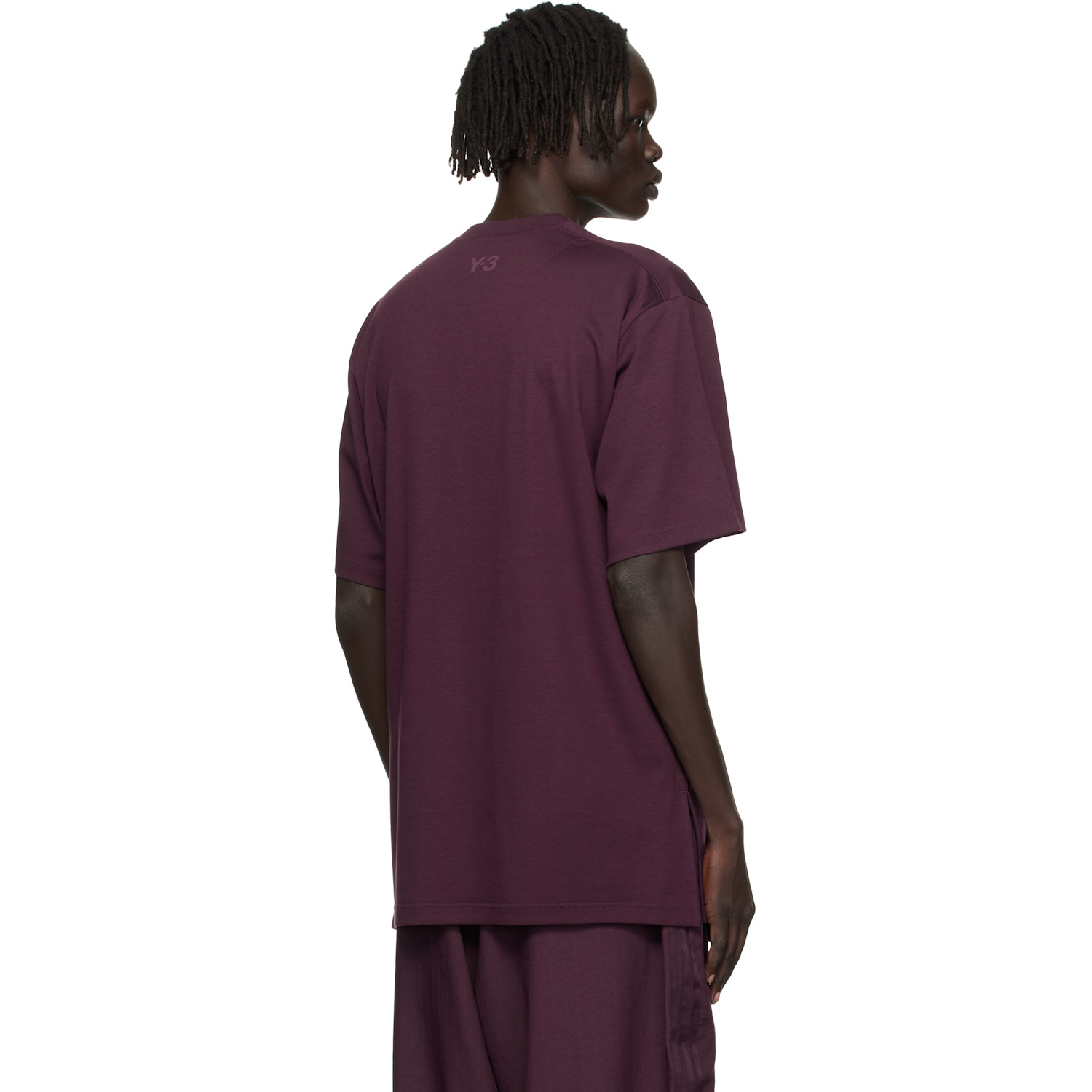  Y-3 Burgundy Premium Short Sleeve T-shirt 