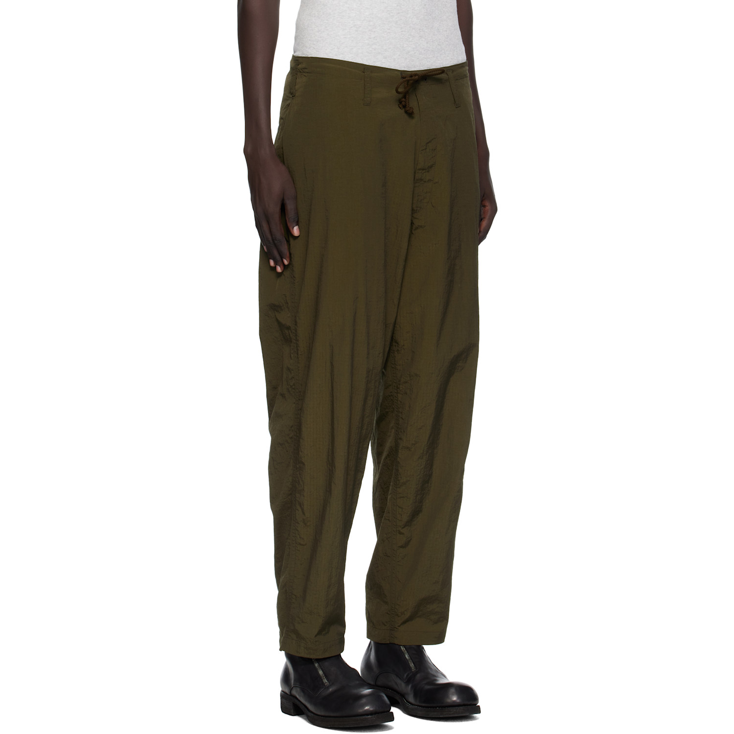  Y's For Men Khaki Side Tuck String Cargo Pants 