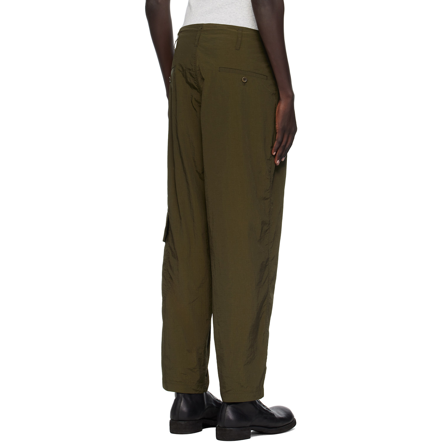  Y's For Men Khaki Side Tuck String Cargo Pants 