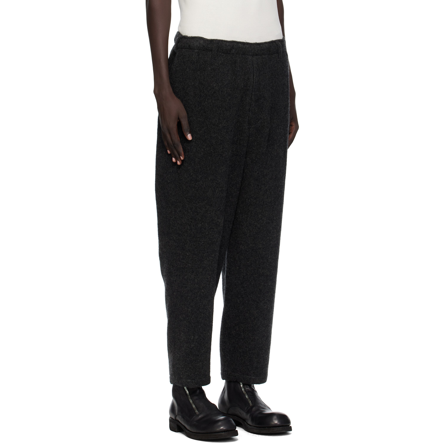  Y's For Men Gray Herringbone Elastic Trousers 