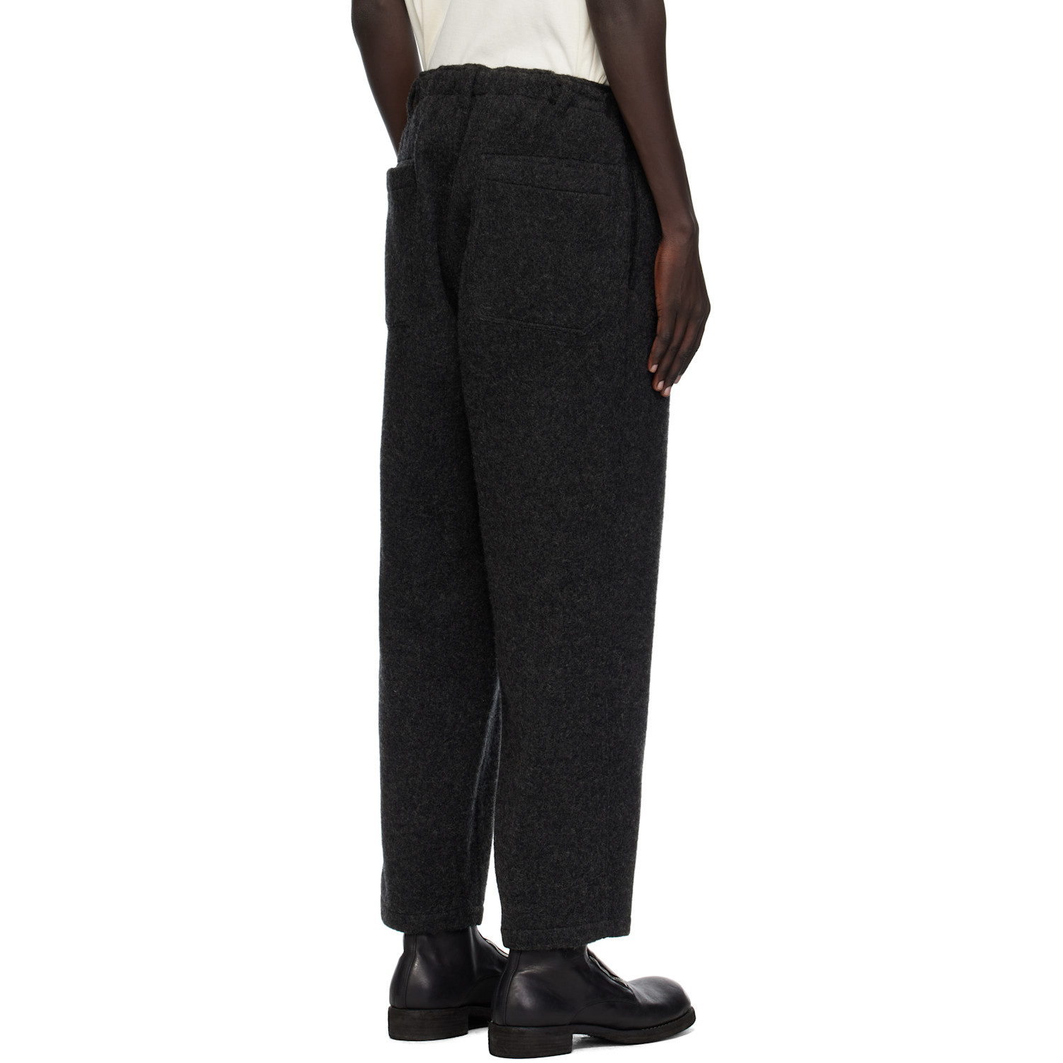  Y's For Men Gray Herringbone Elastic Trousers 