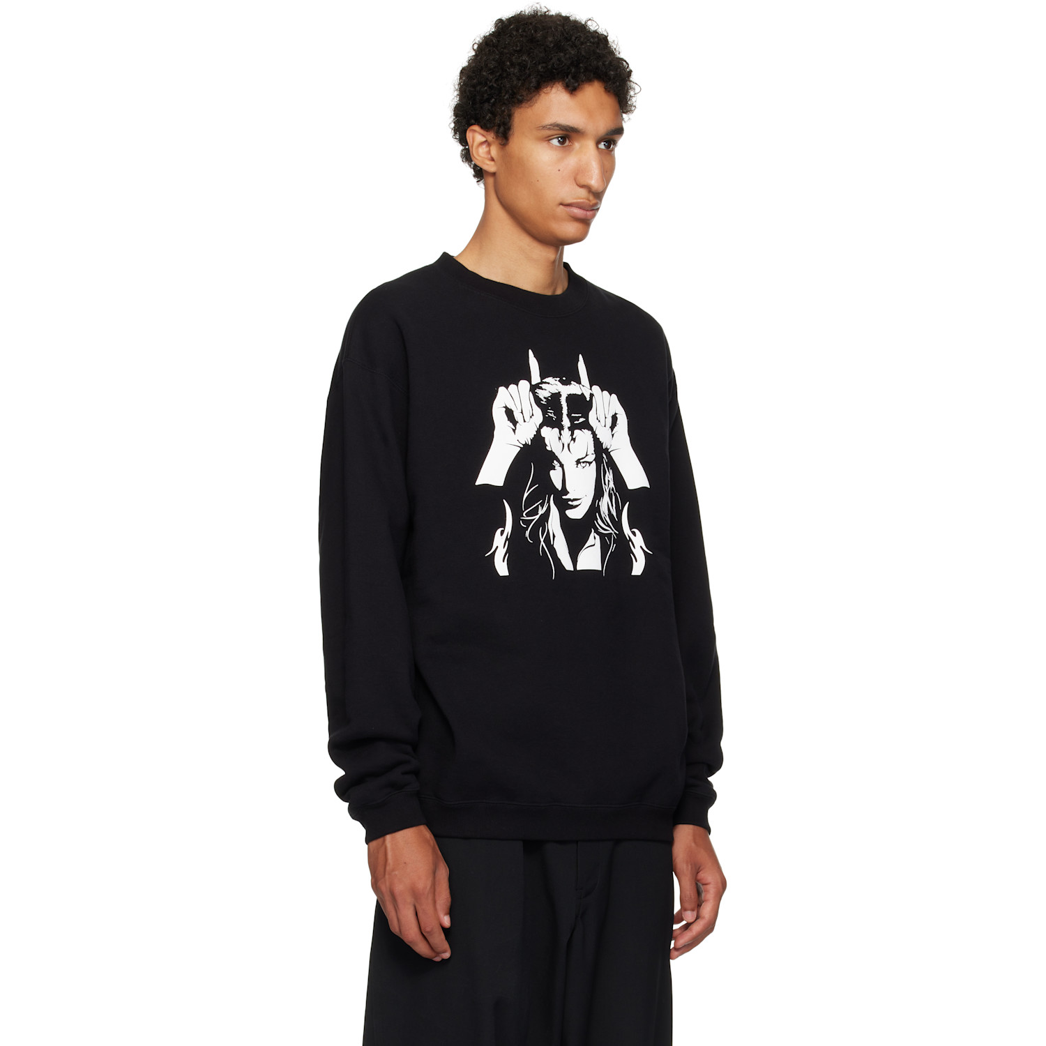  Y's For Men Black Graphic Sweatshirt 