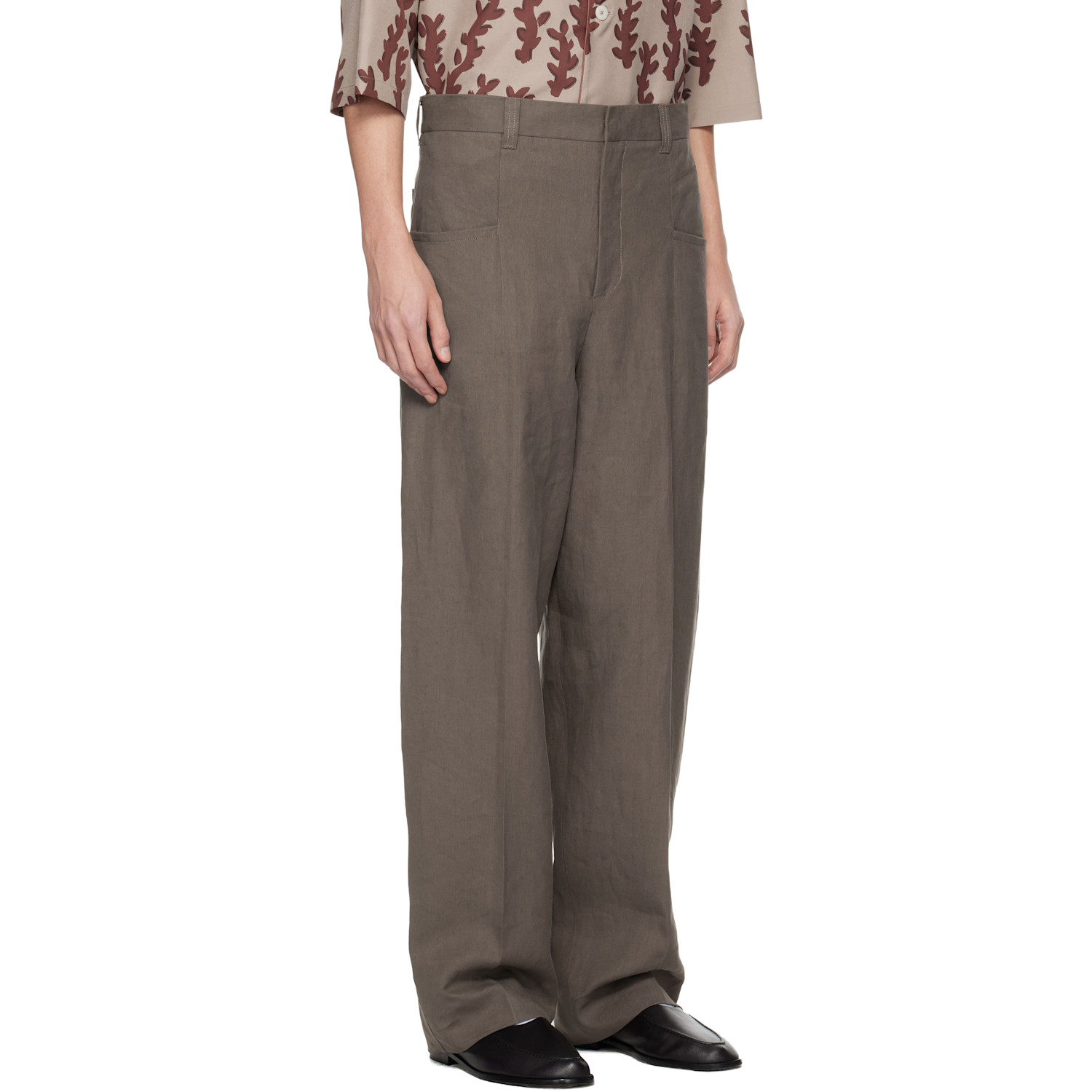  Zegna Taupe Flat Front Trousers 