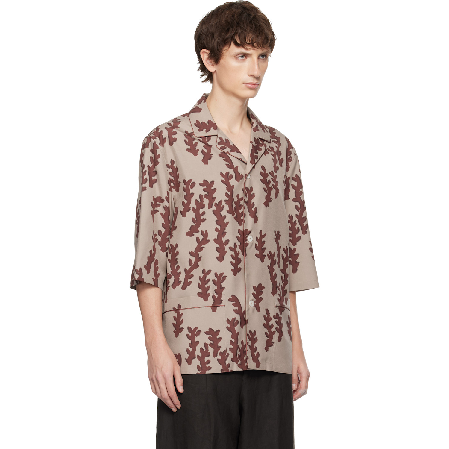  Zegna Taupe & Red Pijama Shirt 