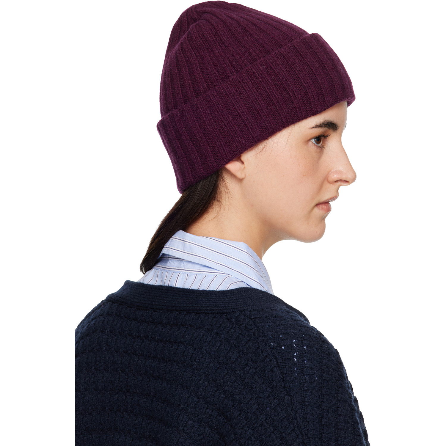  Ganni Burgundy Wool Knit Beanie 