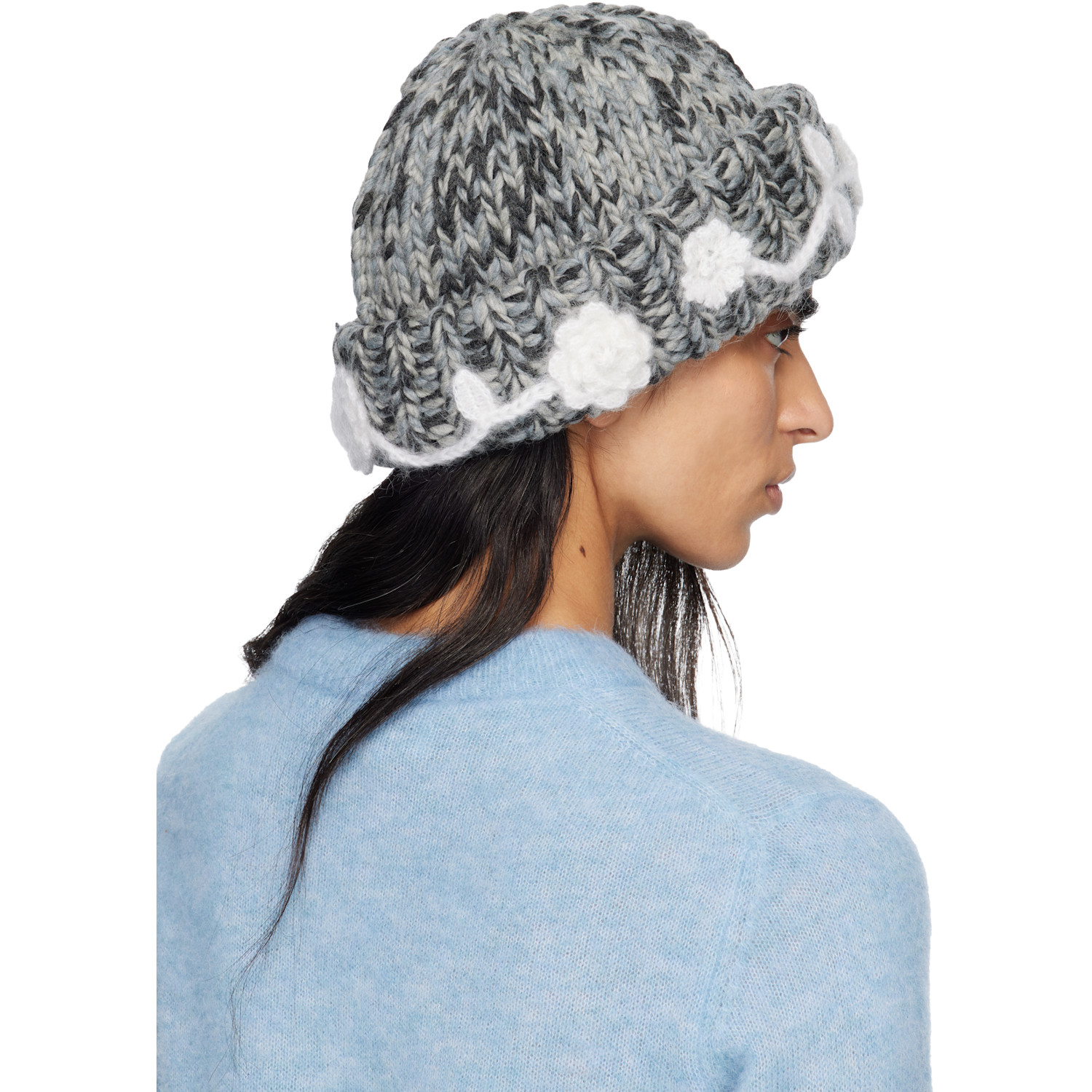  Ganni Gray Wool Handknit Beanie 
