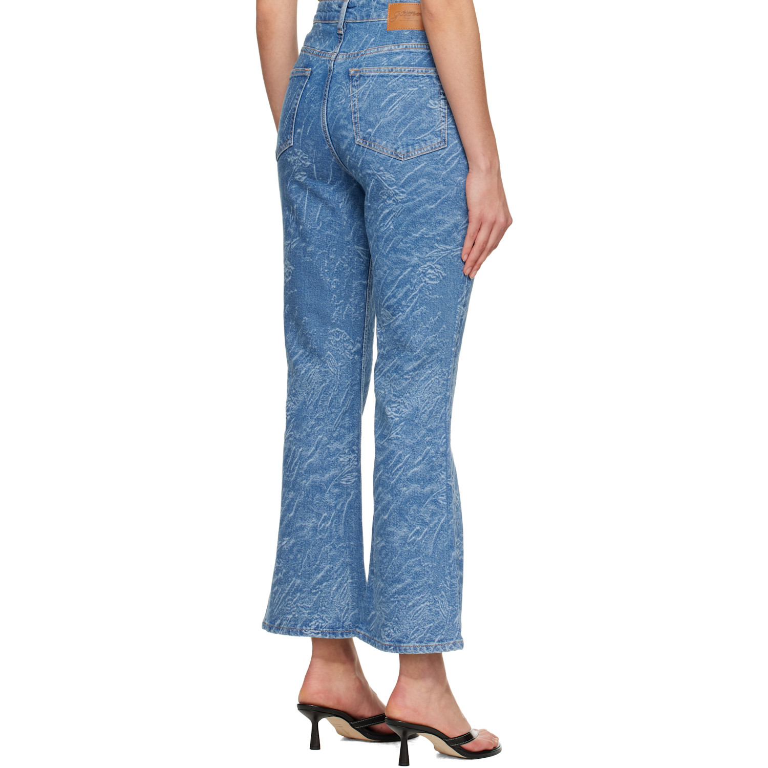  Ganni Blue Straight 3d Laser Betzy Cropped Jeans 