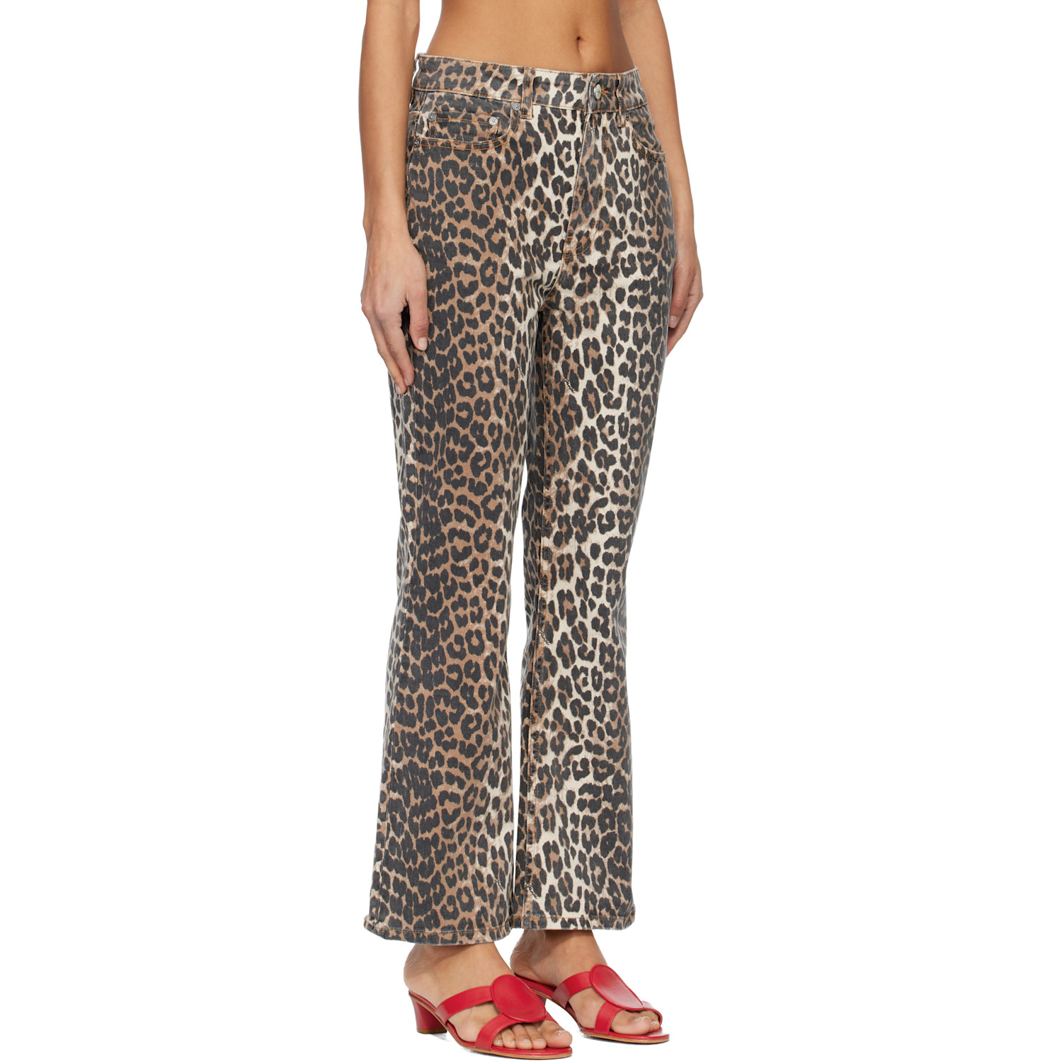  Ganni Brown Leopard Betzy Jeans 