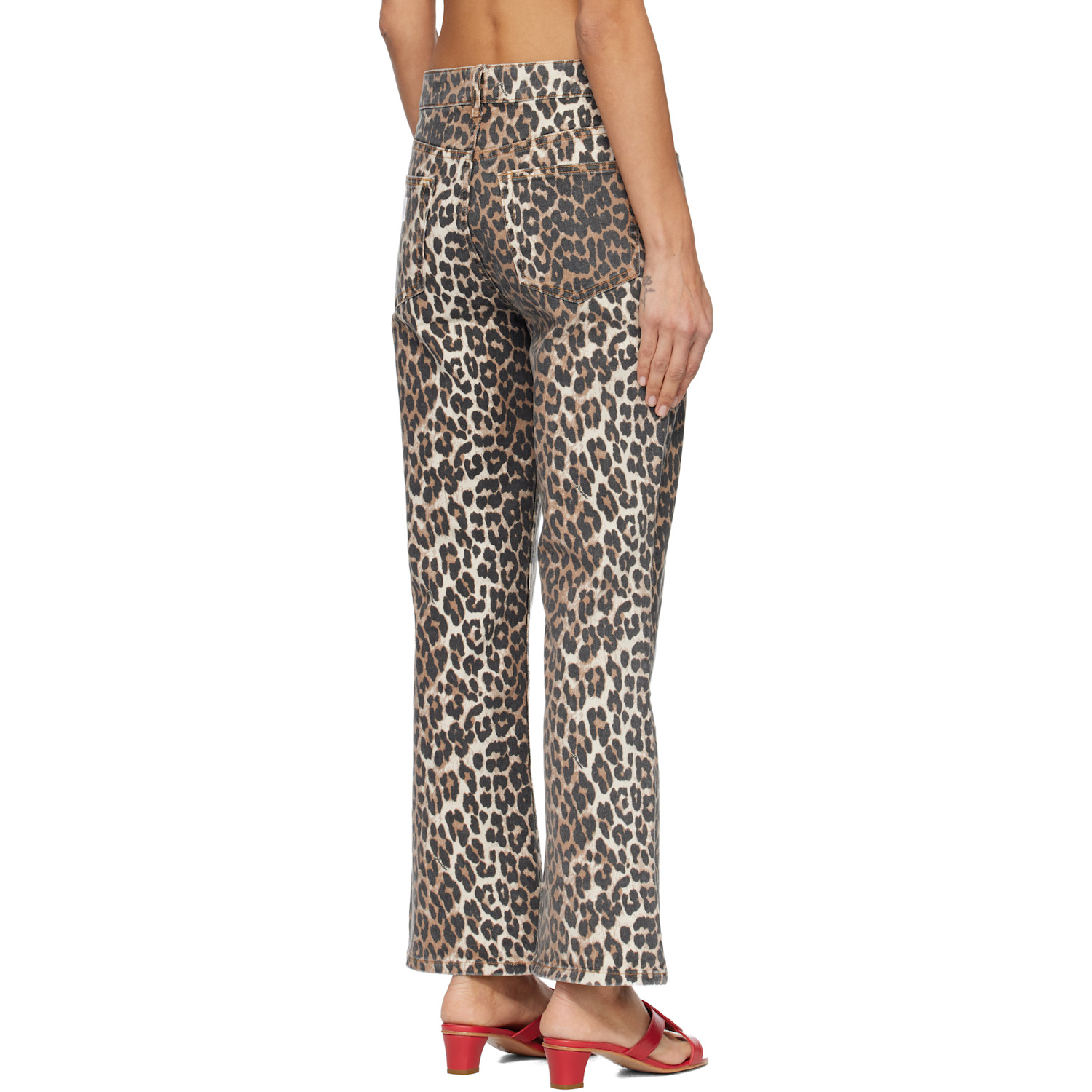 Ganni Brown Leopard Betzy Jeans 