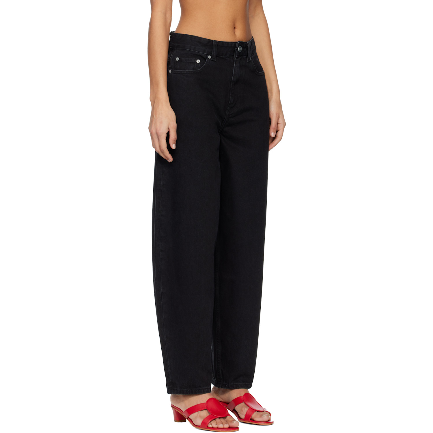  Ganni Black Loose Rigid Stary Jeans 