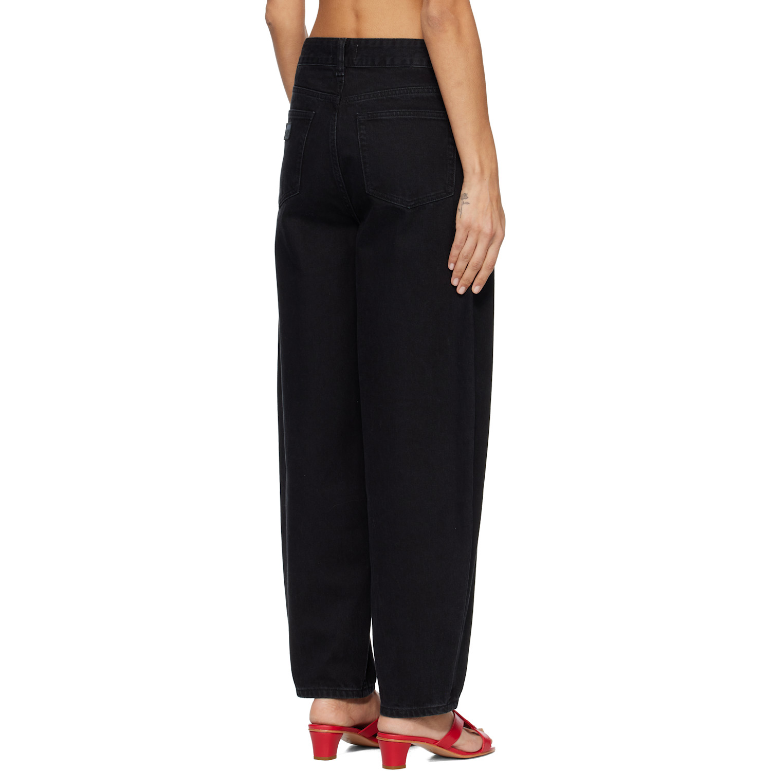  Ganni Black Loose Rigid Stary Jeans 