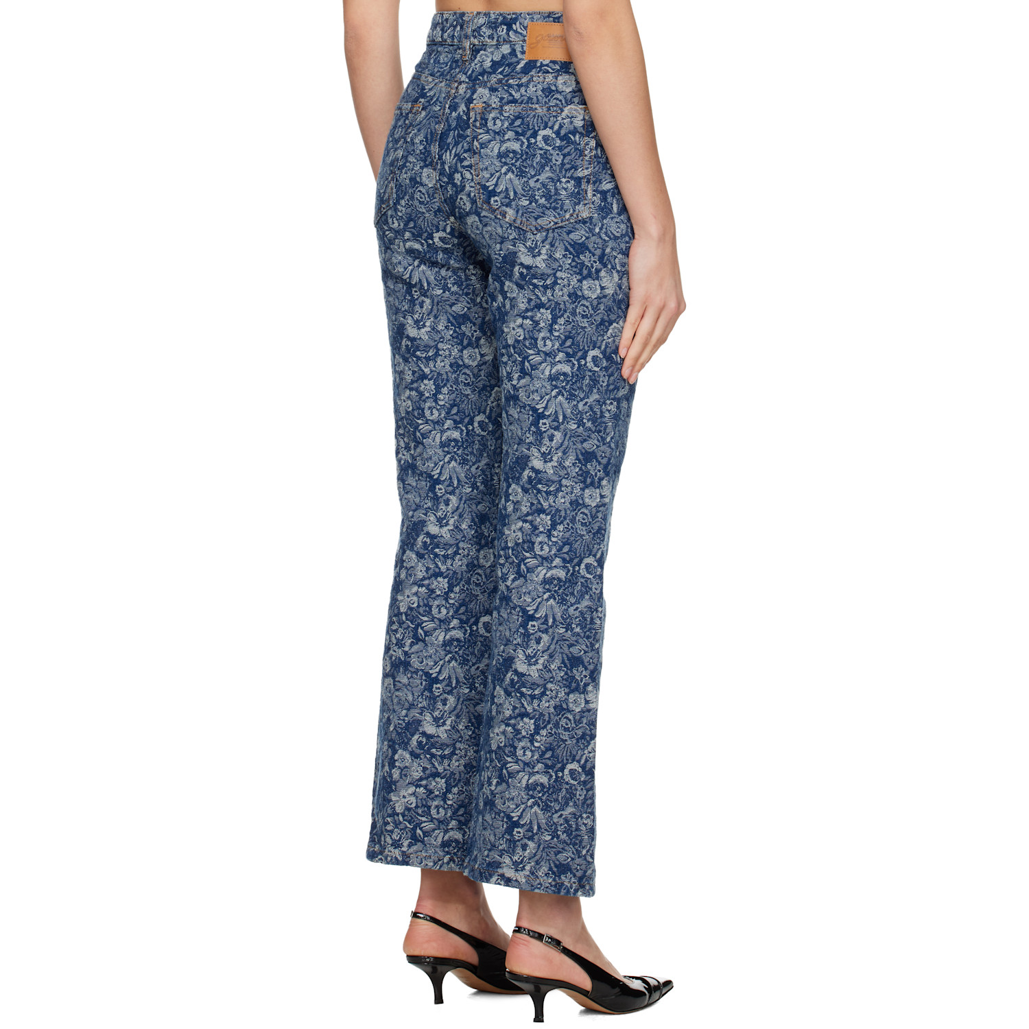  Ganni Blue Straight Tapestry Cropped Betzy Jeans 