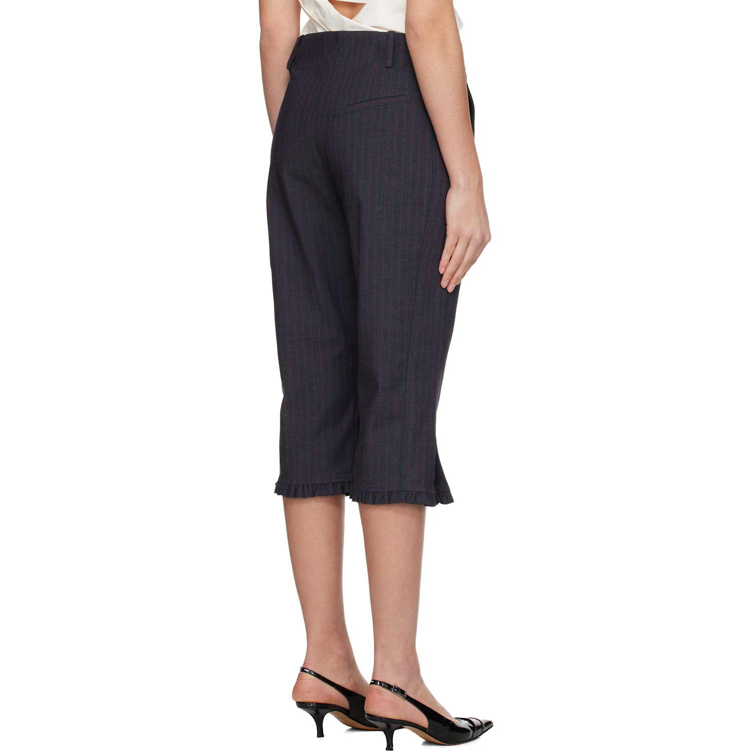  Ganni Gray Pinstripe Capri Trousers 