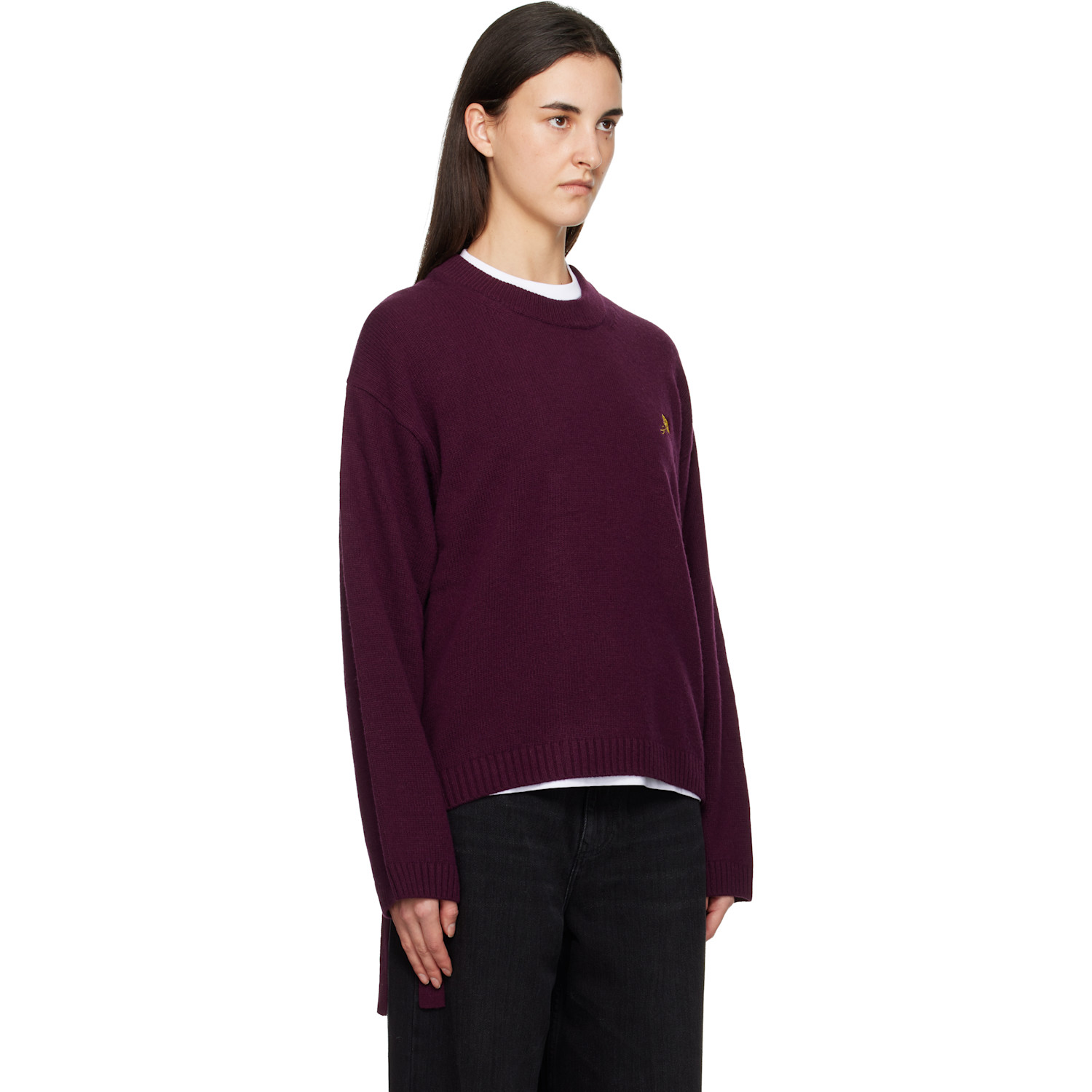 Ganni Burgundy Wool Mix Jumper Sweater 