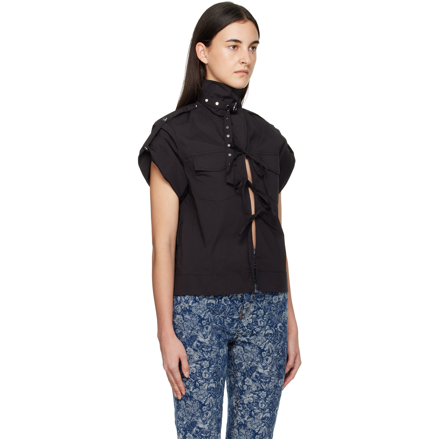  Ganni Black Stretch Cotton Blouse 