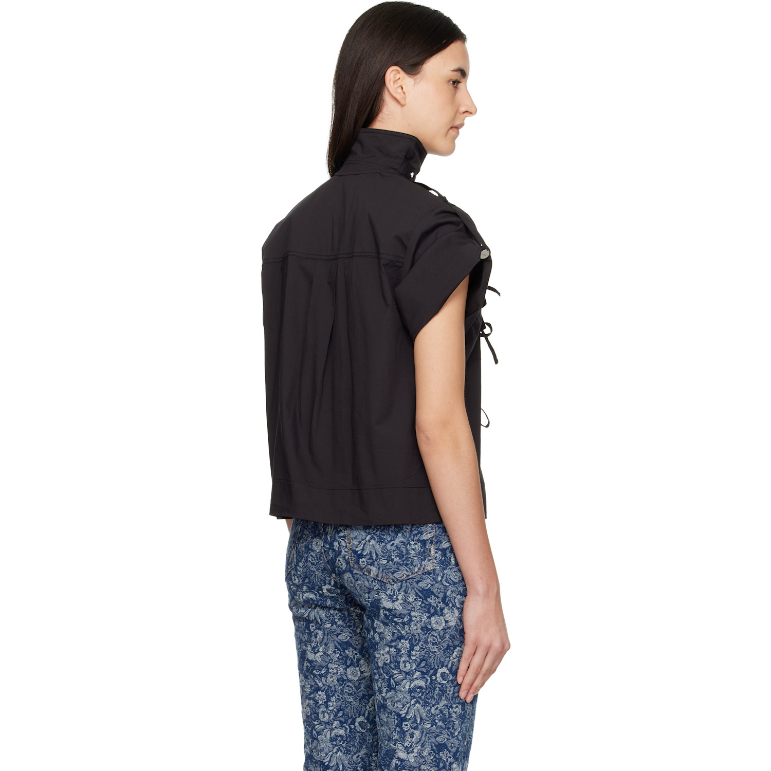  Ganni Black Stretch Cotton Blouse 