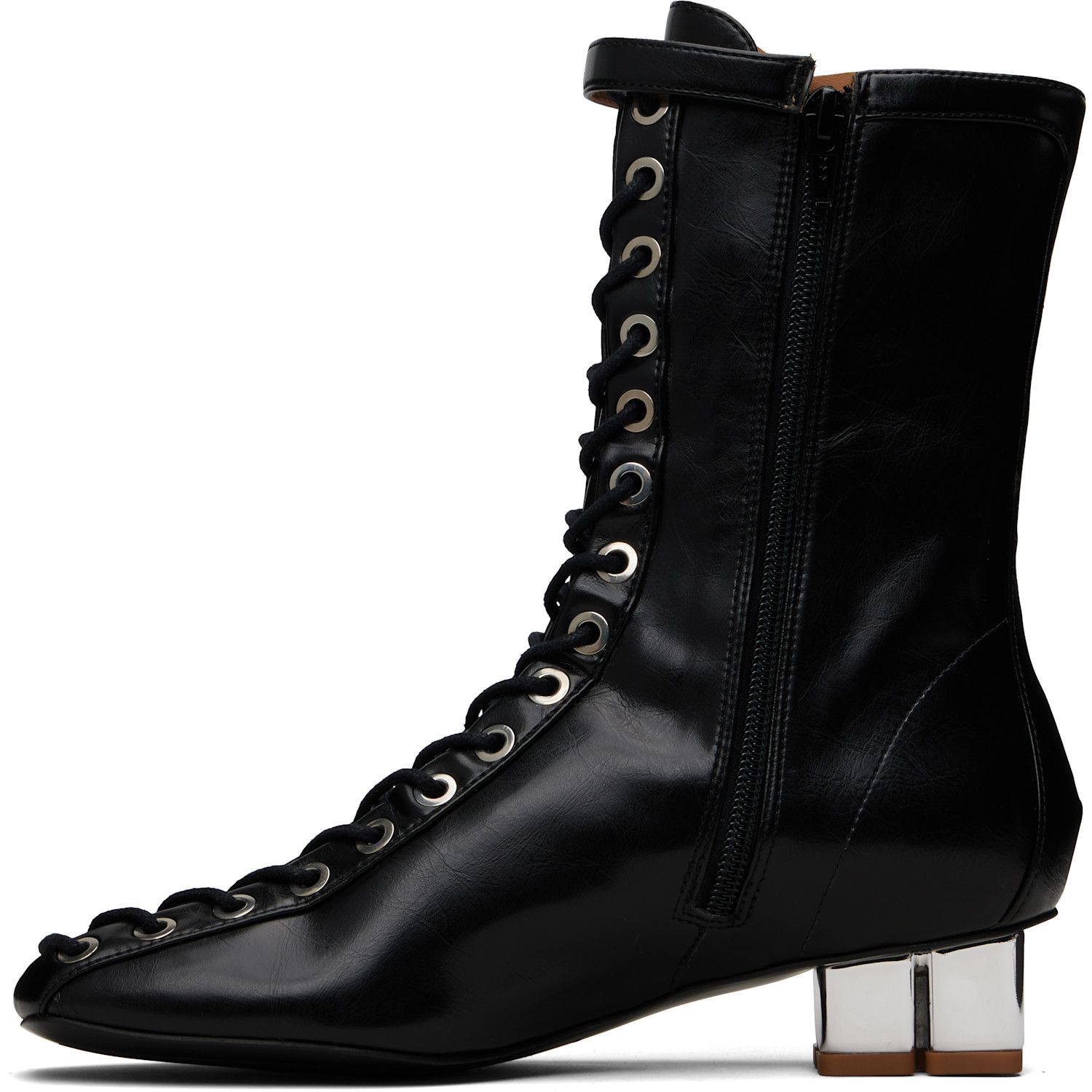 Ganni Black Lace-up Ankle Boots 