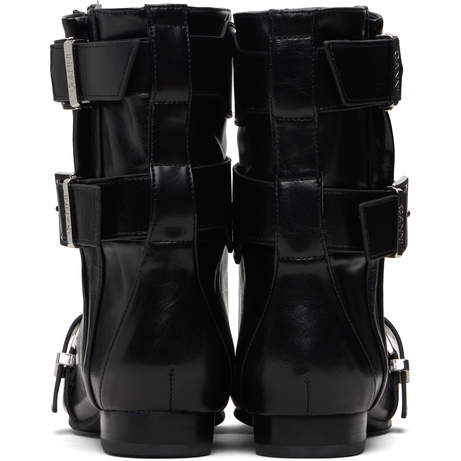  Ganni Black Eyelets Lace Up Boots 