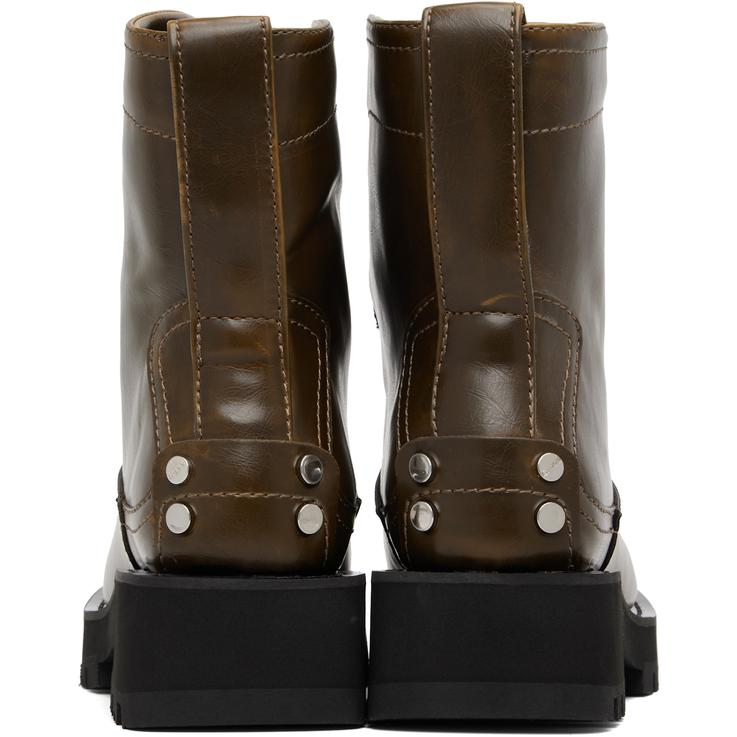  Ganni Khaki Low Oleatex Boots 