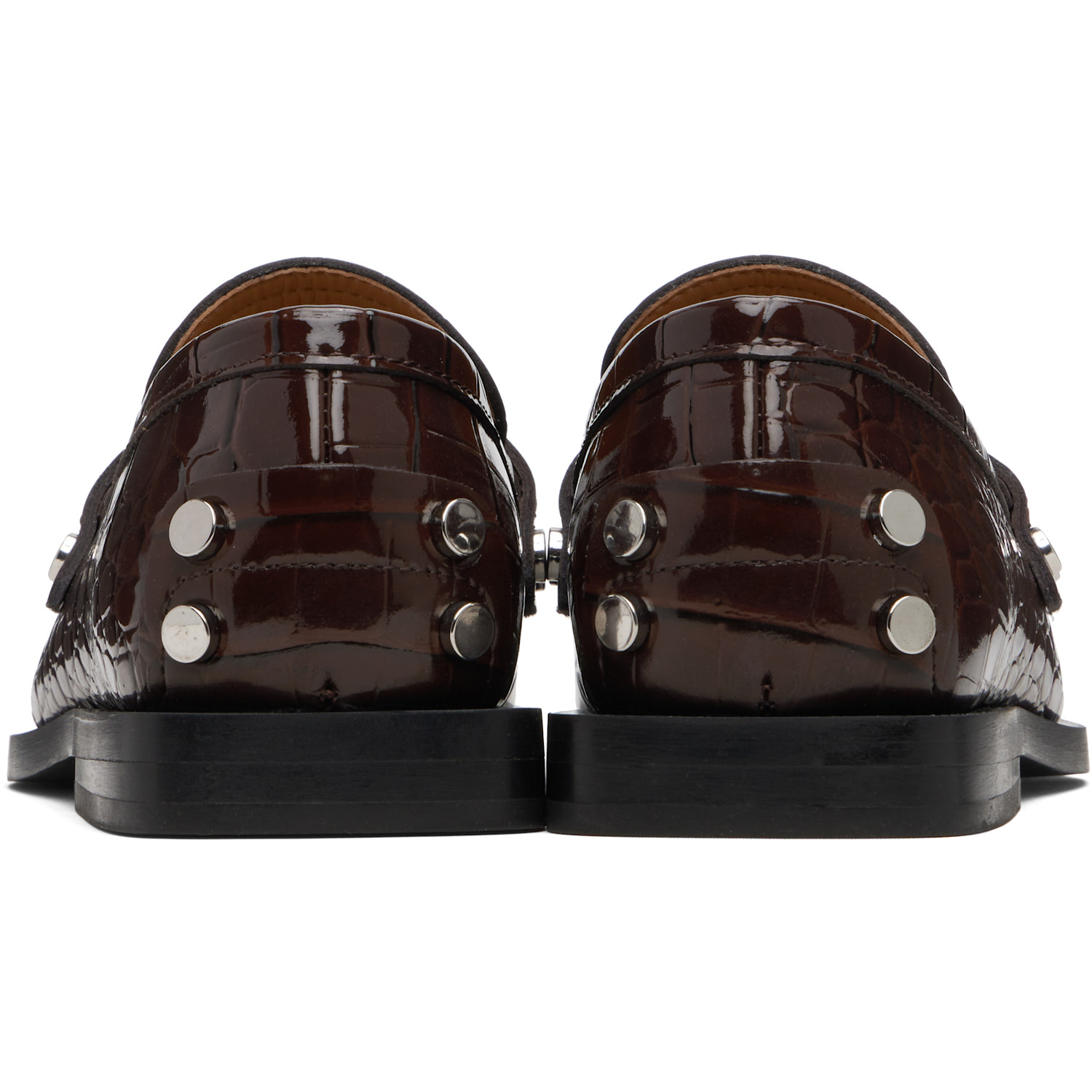  Ganni Brown Studded Loafers 