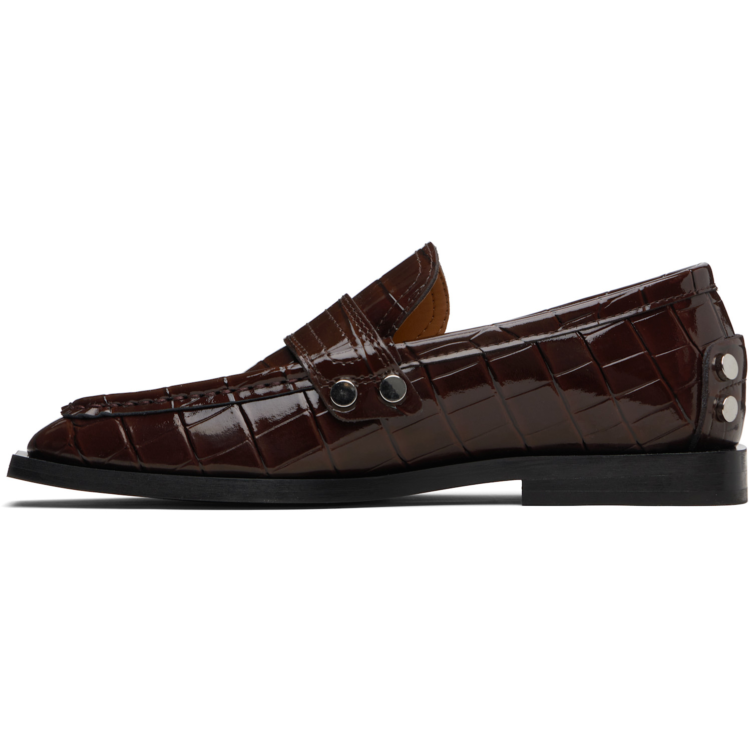  Ganni Brown Studded Loafers 
