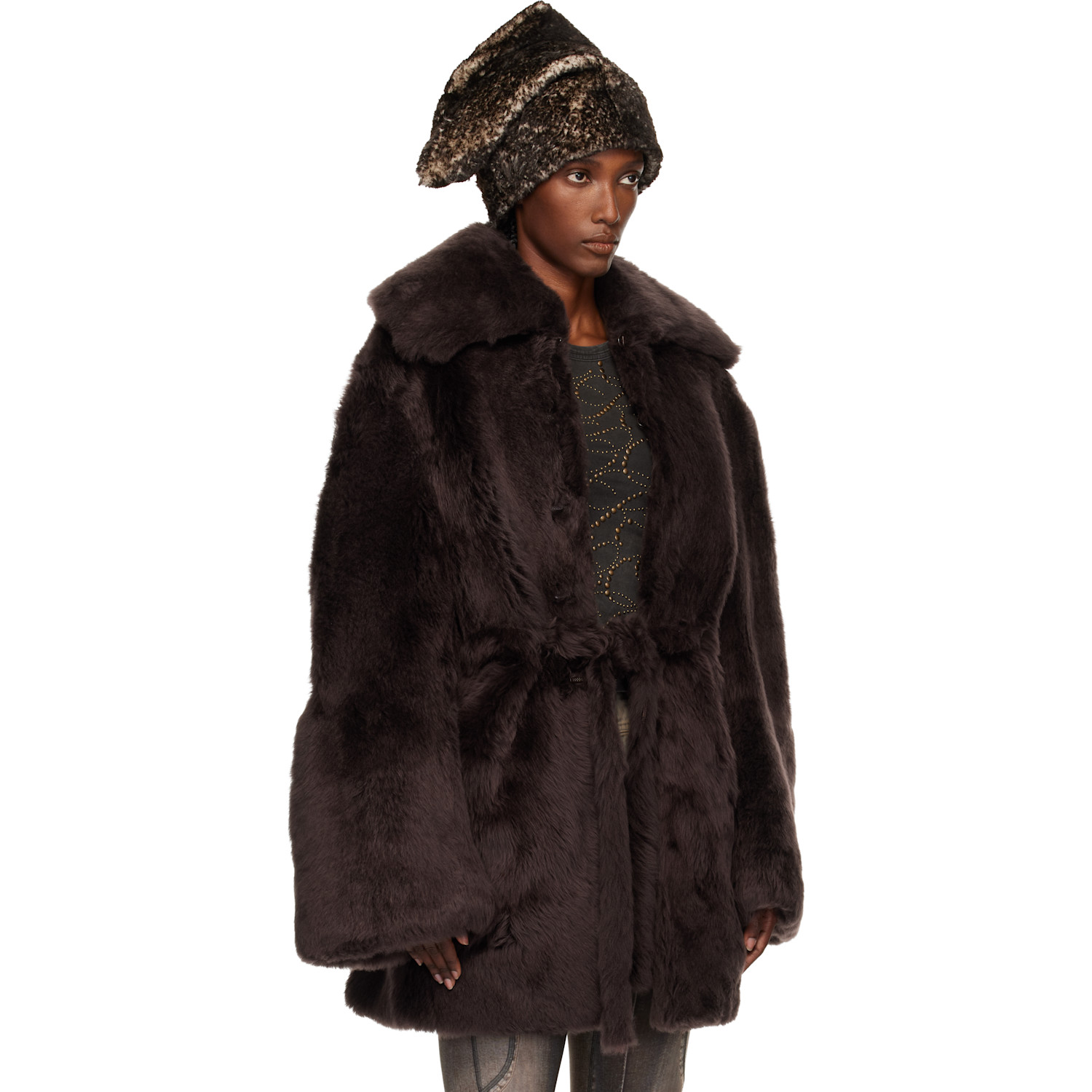  Knwls Brown Baby Shearling Coat 