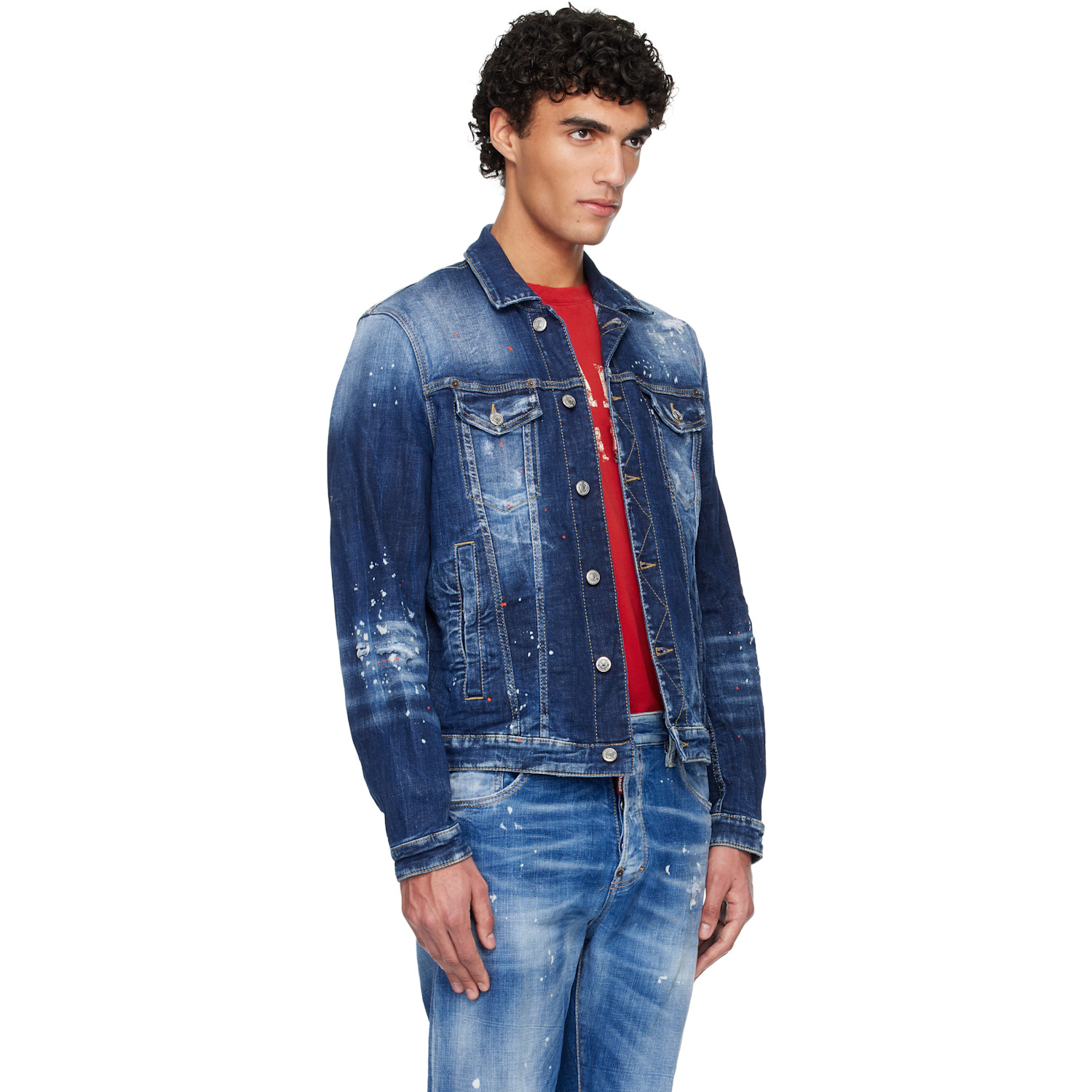  Dsquared2 Navy Medium Easy Wash Dan Denim Jacket 