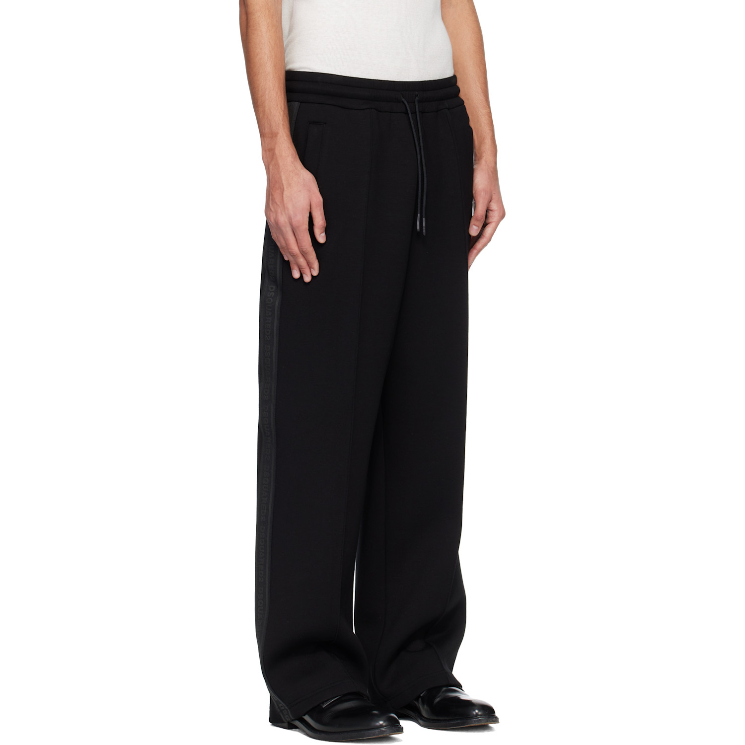 Dsquared2 Black D2 Tape Jersey Sweatpants 