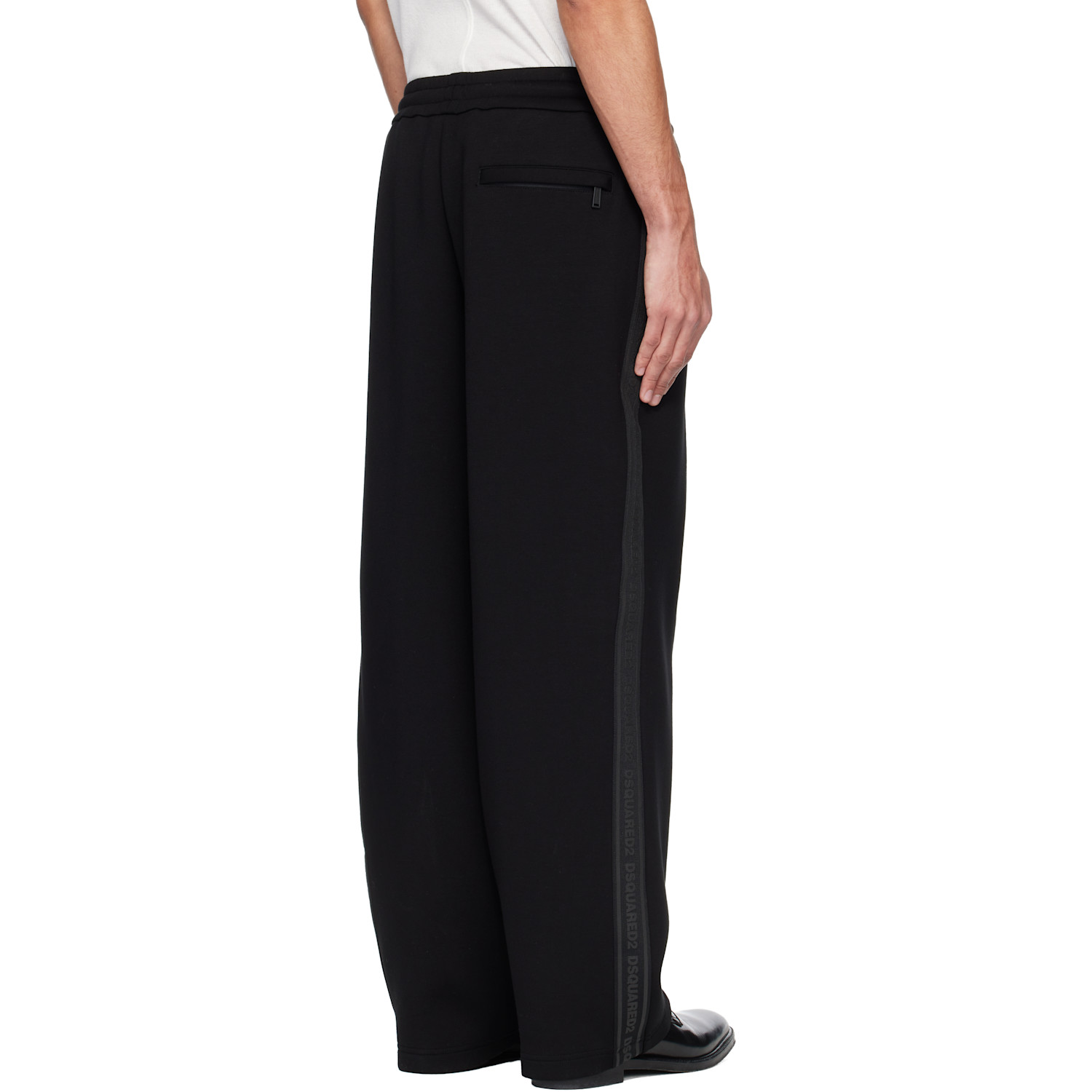  Dsquared2 Black D2 Tape Jersey Sweatpants 